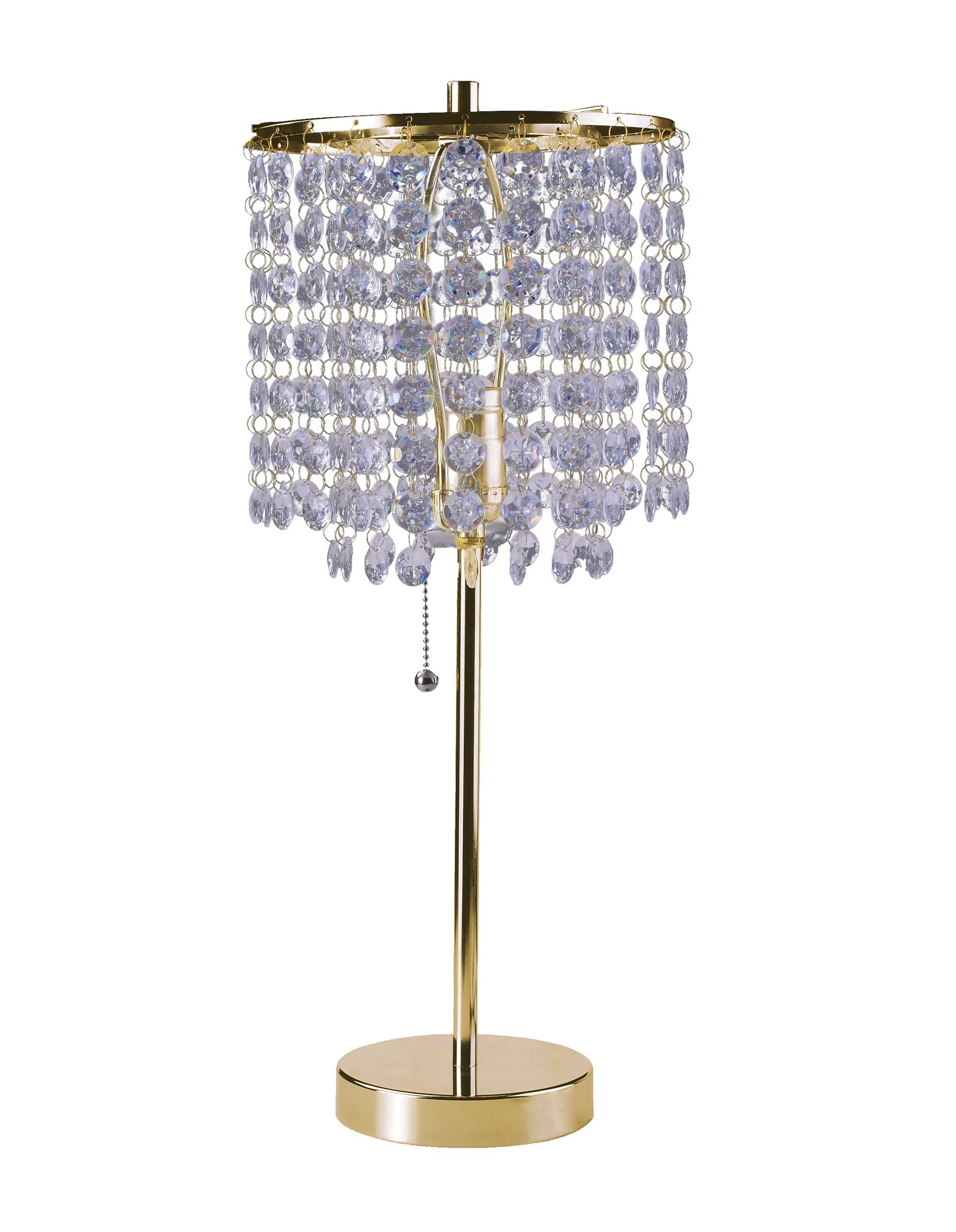 20" Gold Metal Bedside Table Lamp With Clear Drum Shade-Table Lamps-DECOROLALA