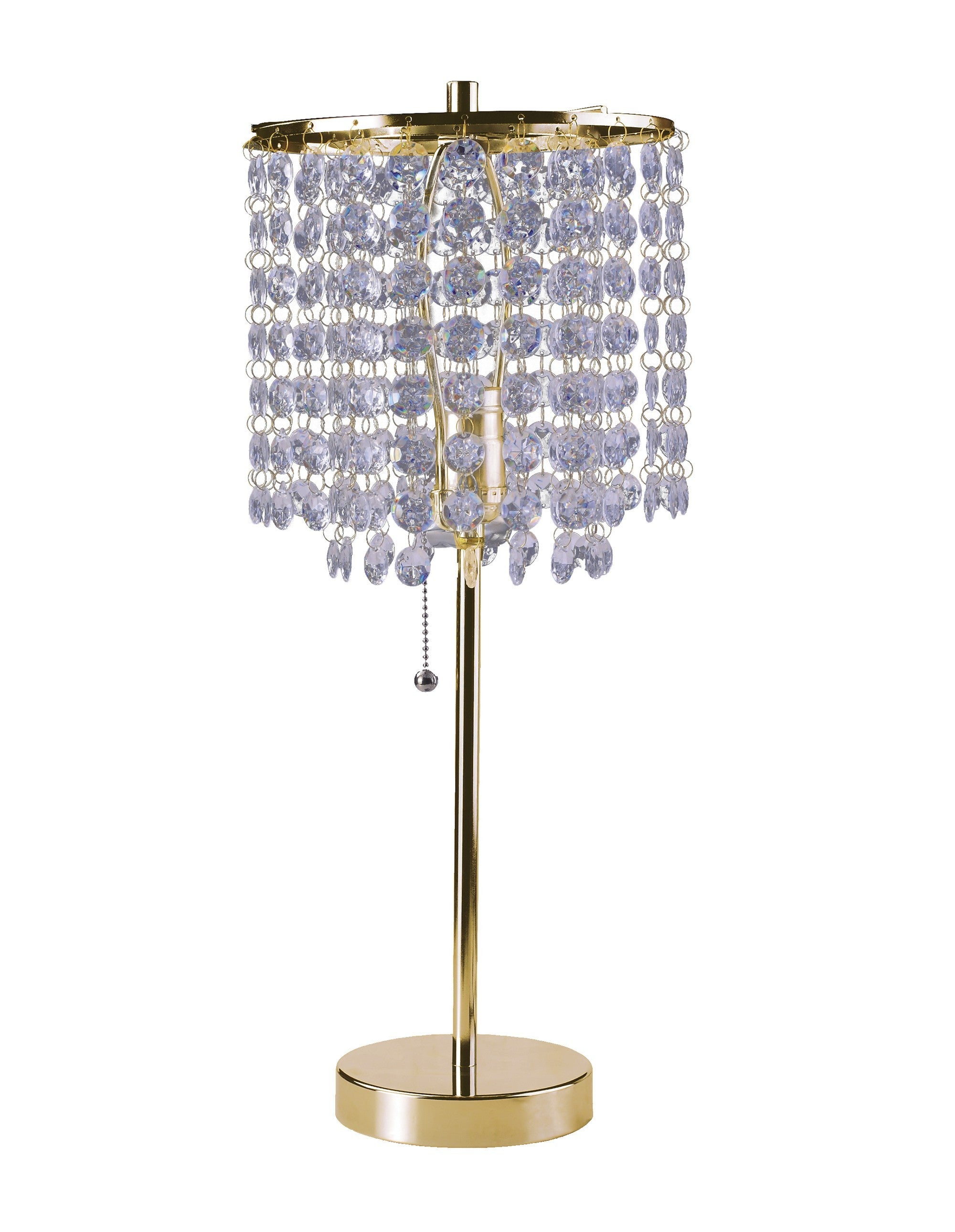 20" Gold Metal Bedside Table Lamp With Clear Drum Shade-Table Lamps-DECOROLALA