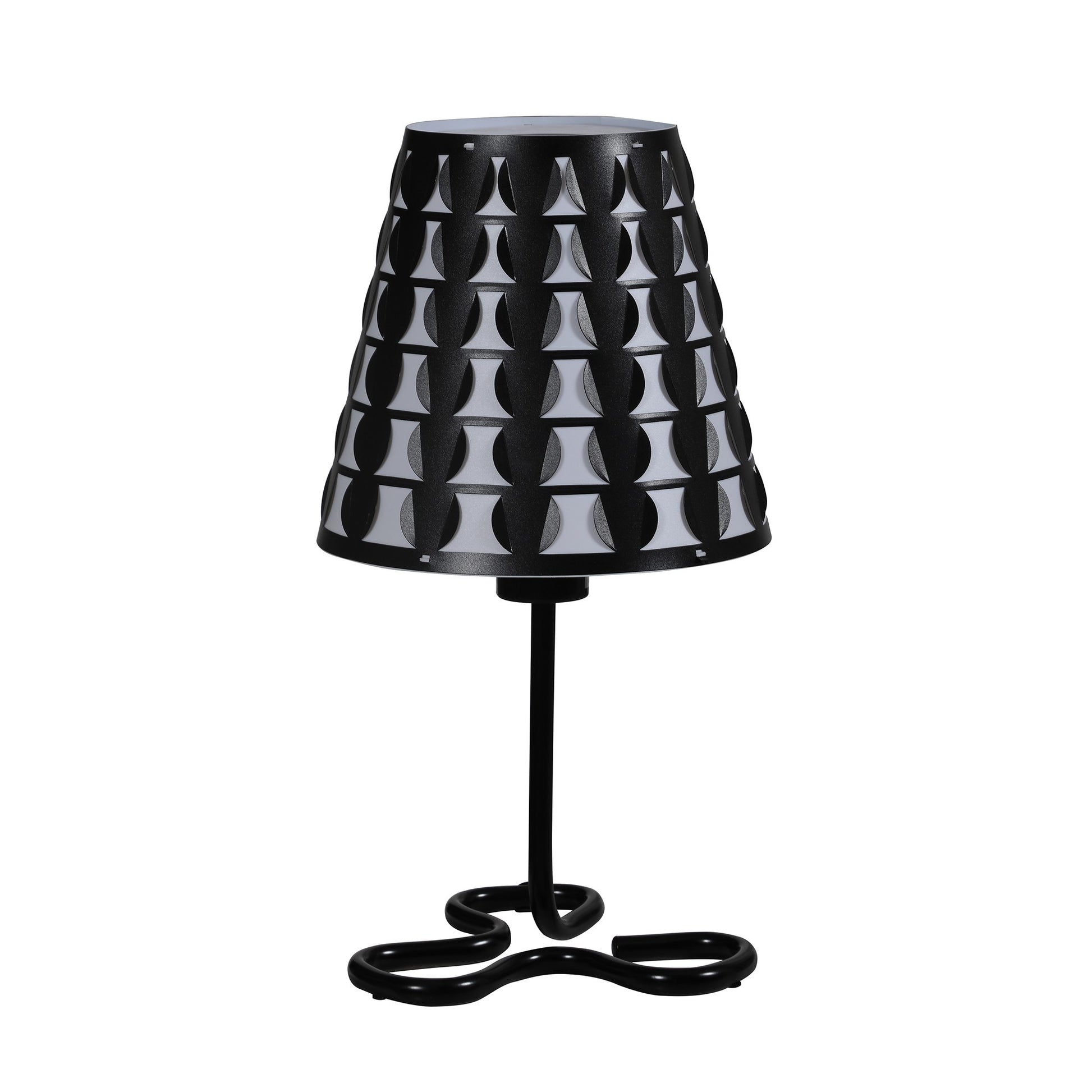 16" Black Bedside Table Lamp With Black And White Polka Dots Empire Shade-Table Lamps-DECOROLALA