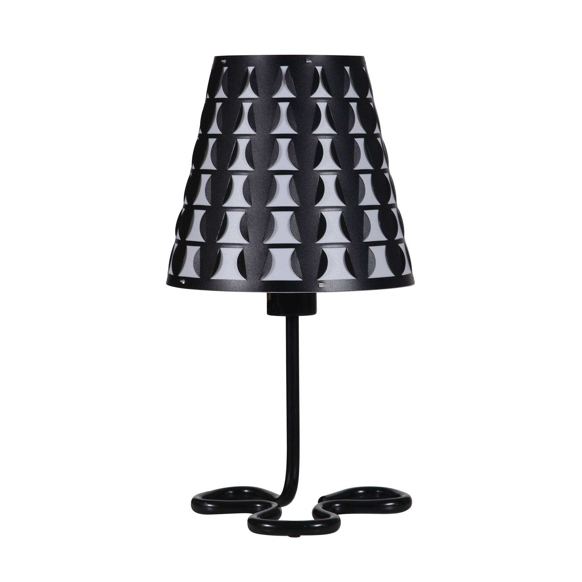 16" Black Bedside Table Lamp With Black And White Polka Dots Empire Shade-Table Lamps-DECOROLALA