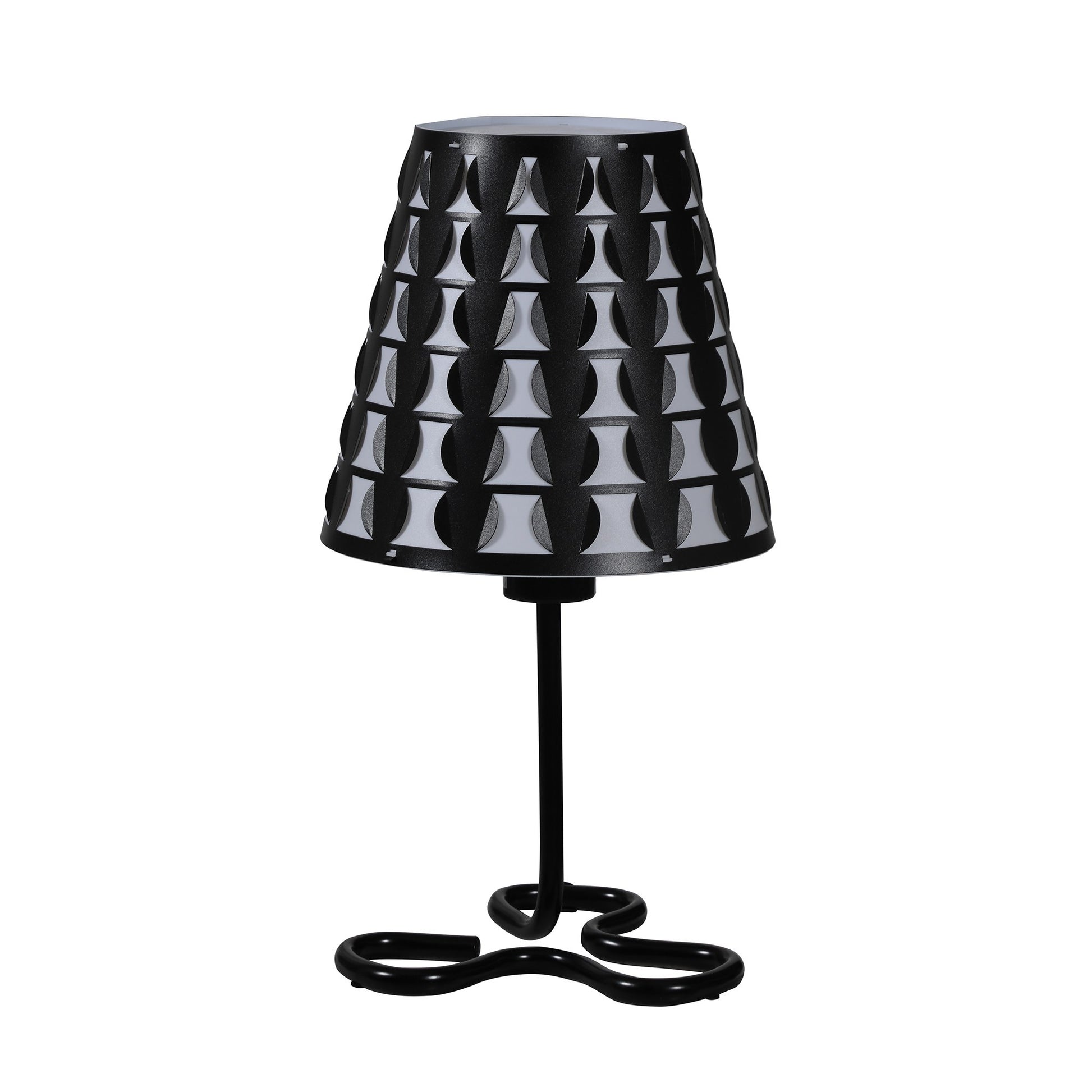 16" Black Bedside Table Lamp With Black And White Polka Dots Empire Shade-Table Lamps-DECOROLALA