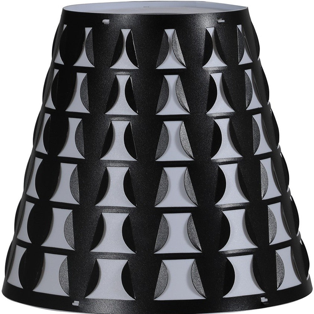 16" Black Bedside Table Lamp With Black And White Polka Dots Empire Shade-Table Lamps-DECOROLALA