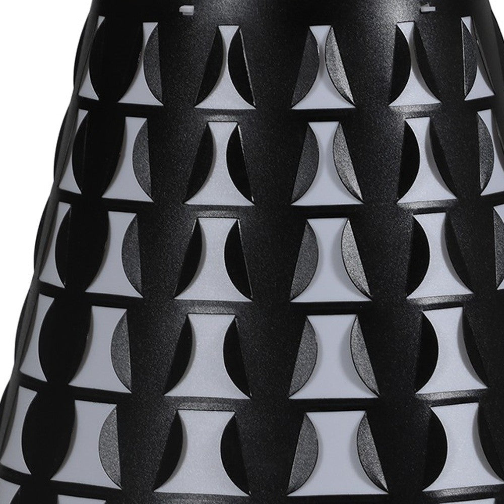 16" Black Bedside Table Lamp With Black And White Polka Dots Empire Shade-Table Lamps-DECOROLALA