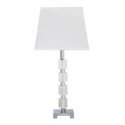 25" Crystal Geo Cubed Table Lamp With White Sharp Corner Square Tapered Shade-Table Lamps-DECOROLALA