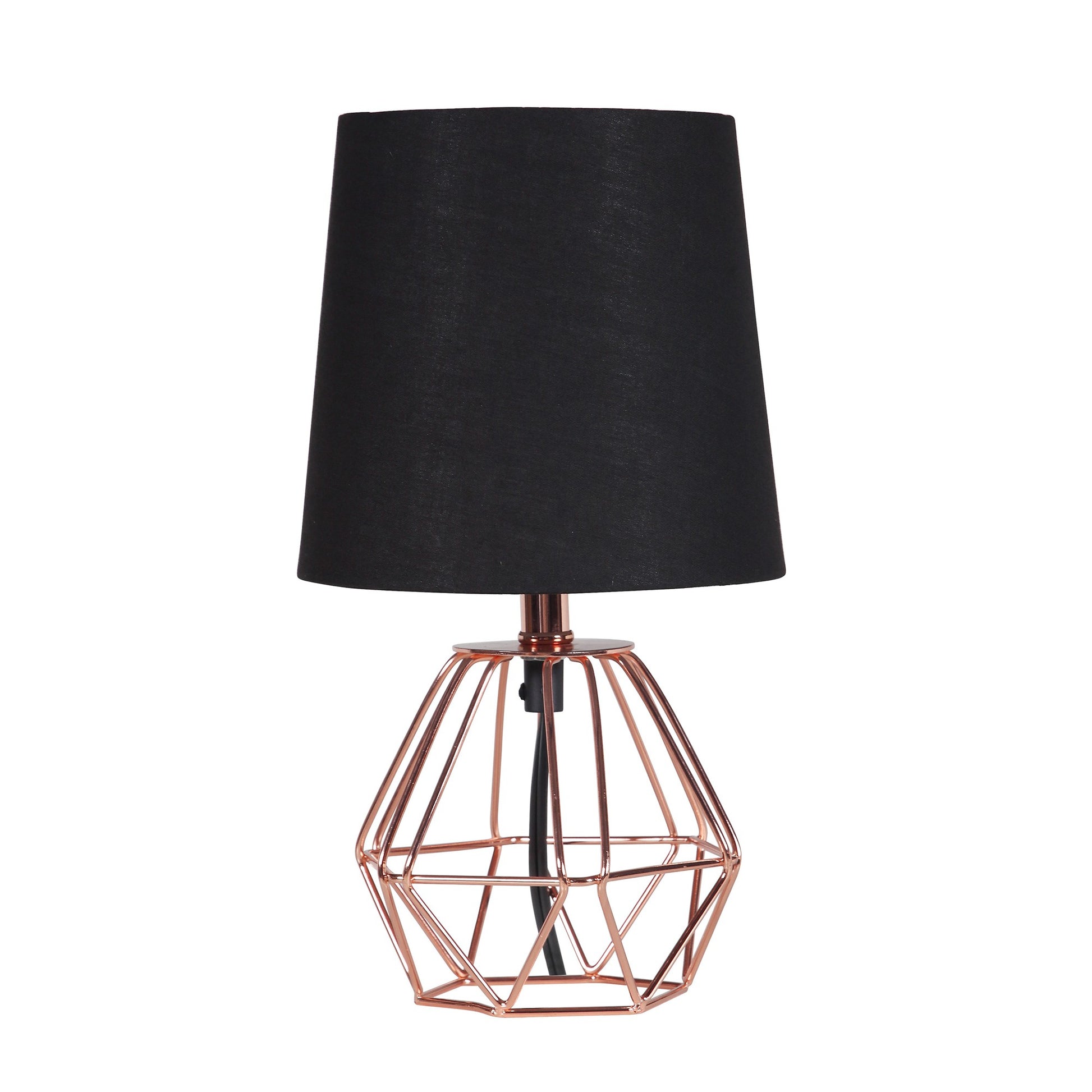 11" Copper Bedside Table Lamp With Black Empire Shade-Table Lamps-DECOROLALA