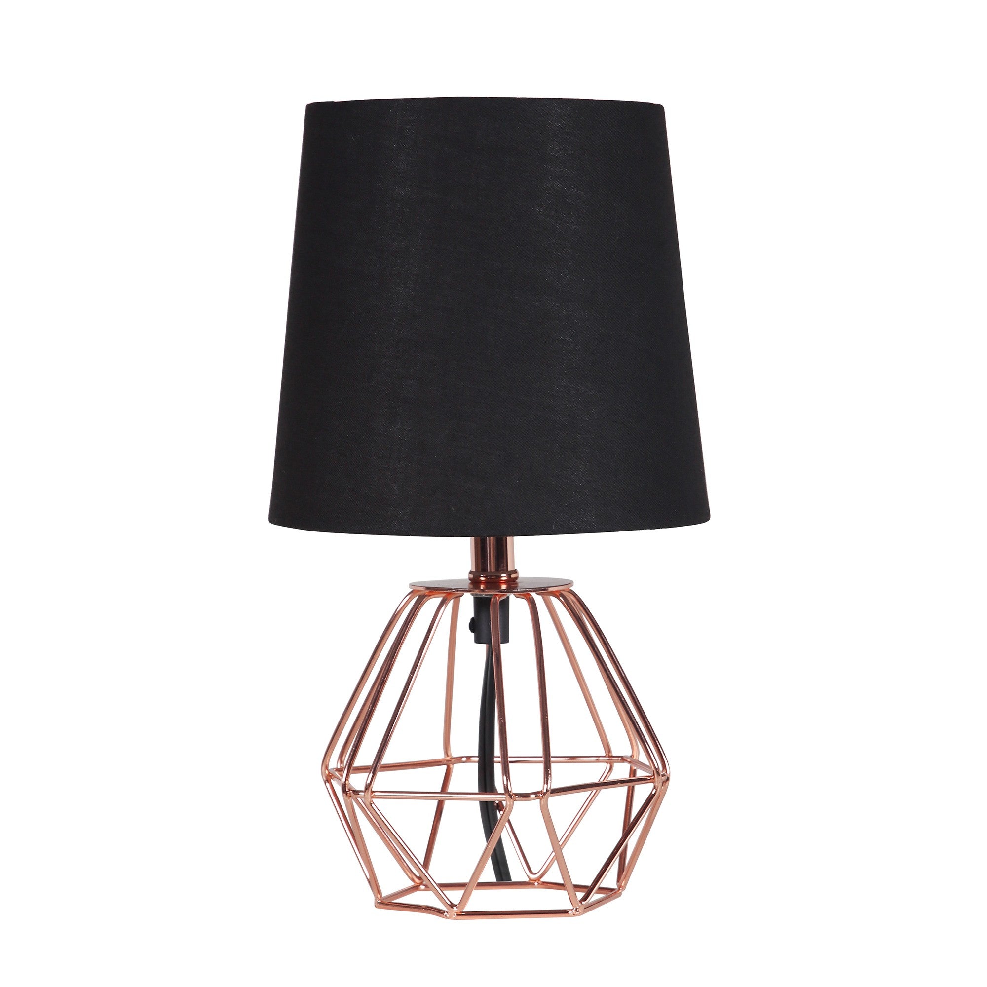 11" Copper Bedside Table Lamp With Black Empire Shade-Table Lamps-DECOROLALA