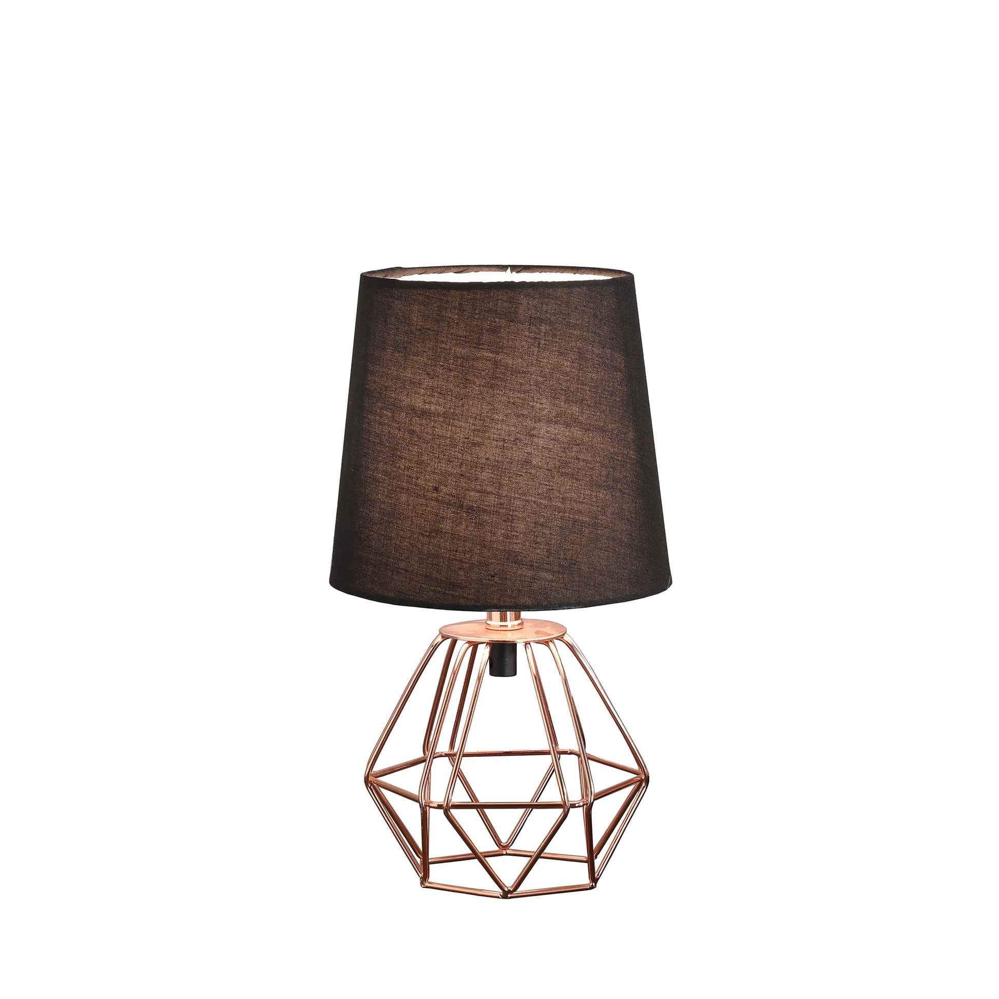 11" Copper Bedside Table Lamp With Black Empire Shade-Table Lamps-DECOROLALA