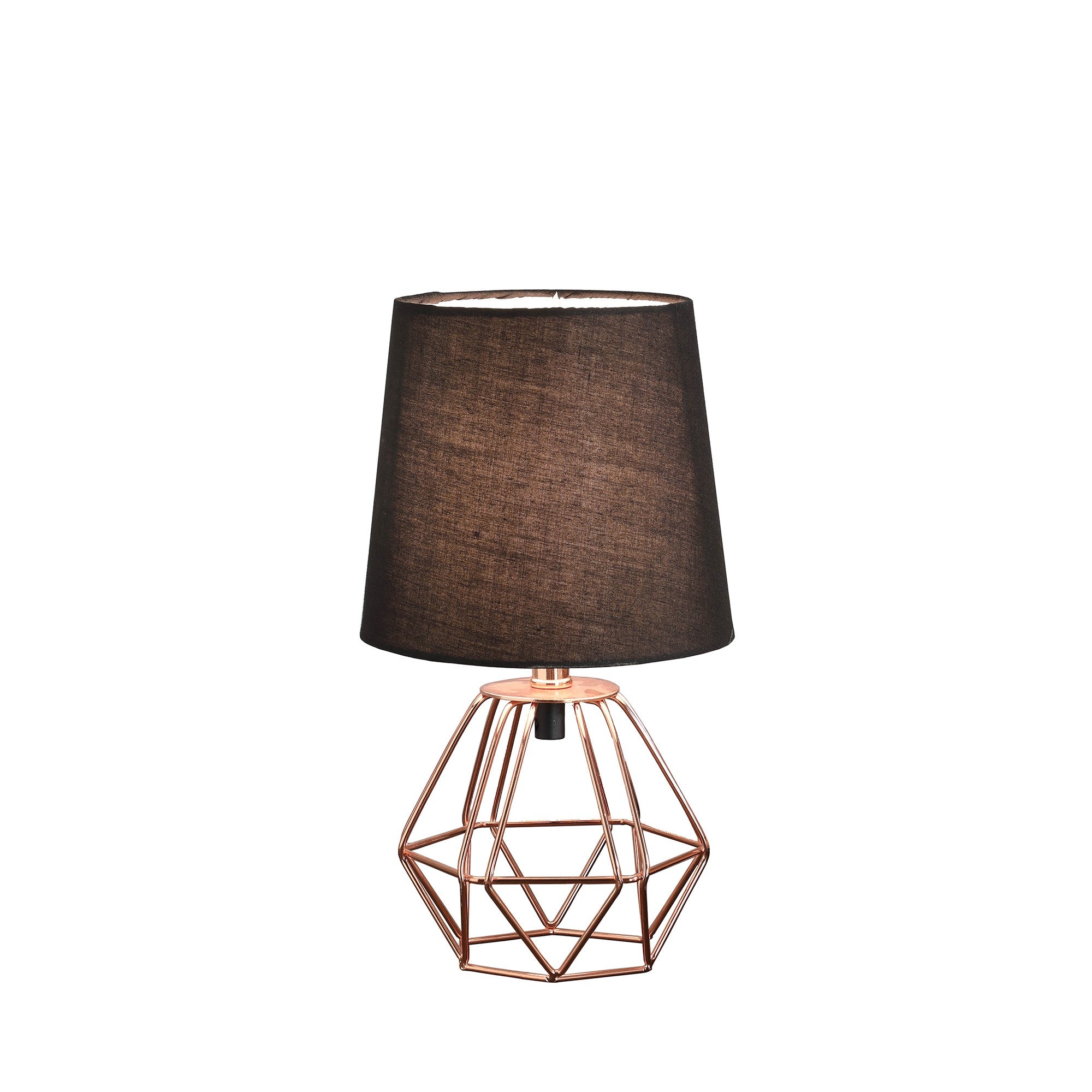 11" Copper Bedside Table Lamp With Black Empire Shade-Table Lamps-DECOROLALA