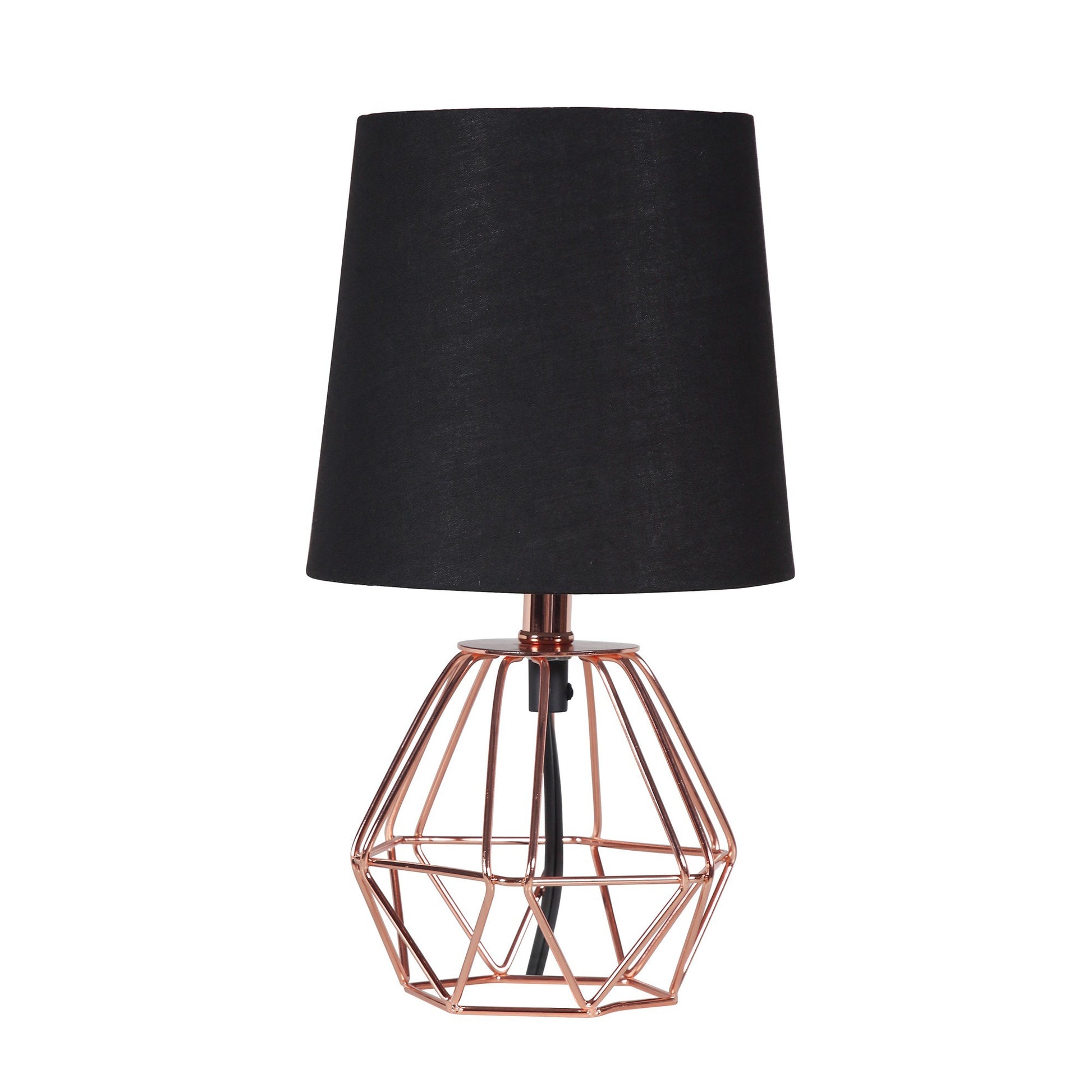11" Copper Bedside Table Lamp With Black Empire Shade-Table Lamps-DECOROLALA