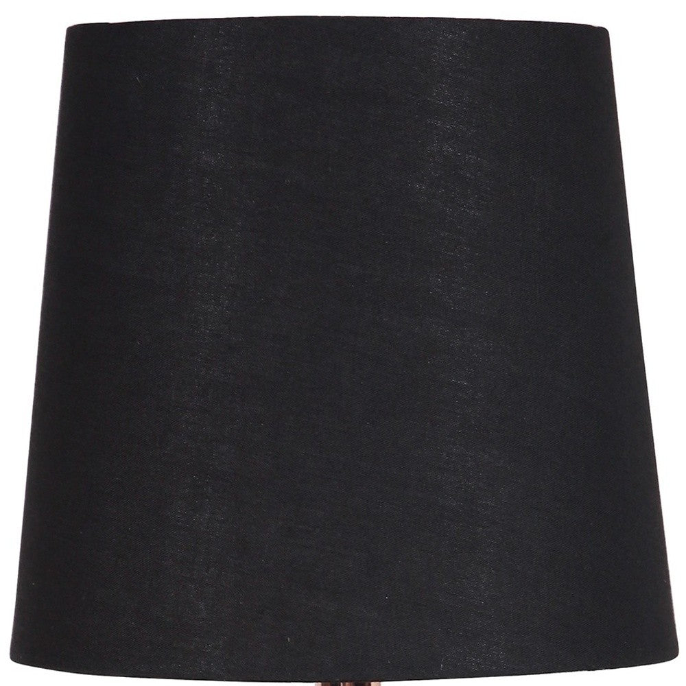 11" Copper Bedside Table Lamp With Black Empire Shade-Table Lamps-DECOROLALA