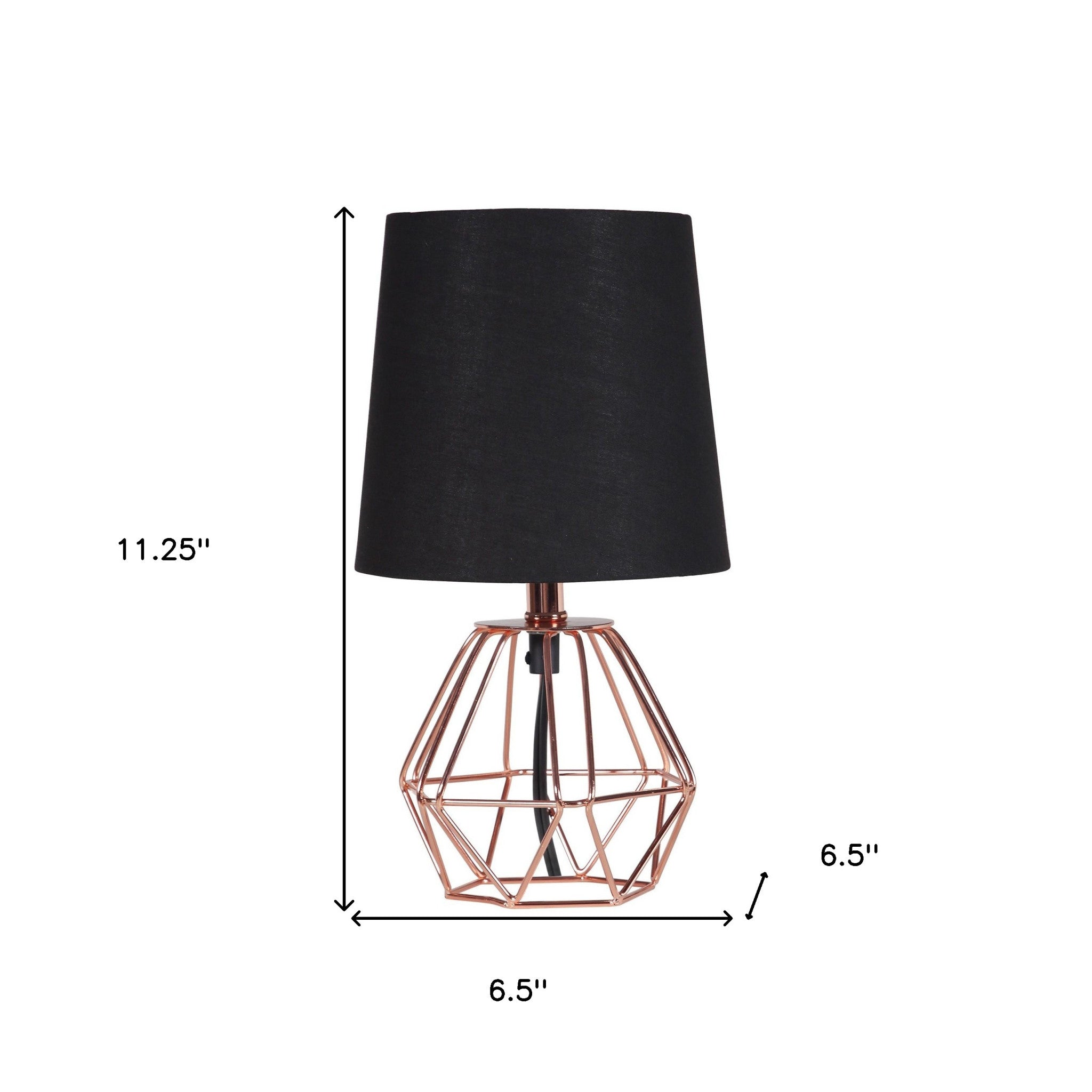 11" Copper Bedside Table Lamp With Black Empire Shade-Table Lamps-DECOROLALA