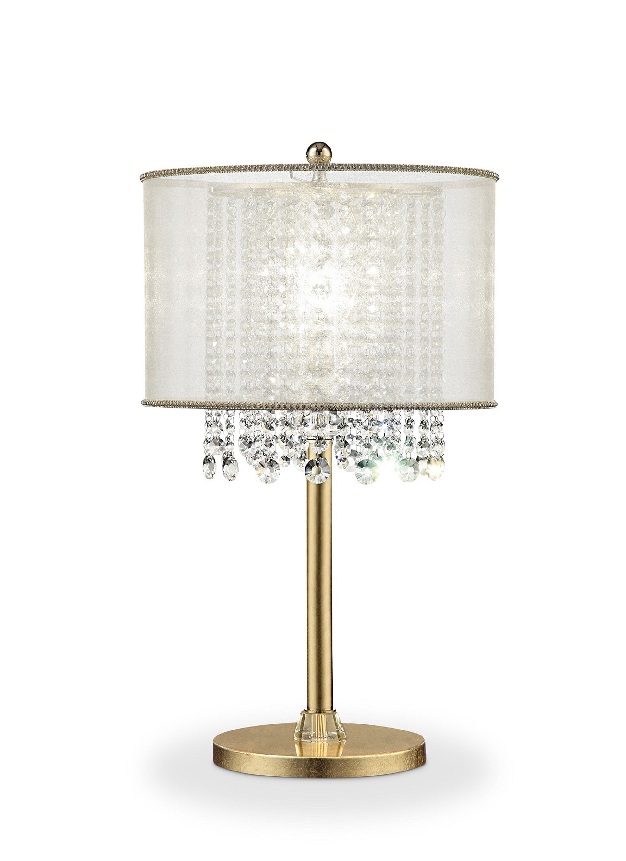 30" Gold Metal Novelty Bedside With White Drum Shade-Table Lamps-DECOROLALA