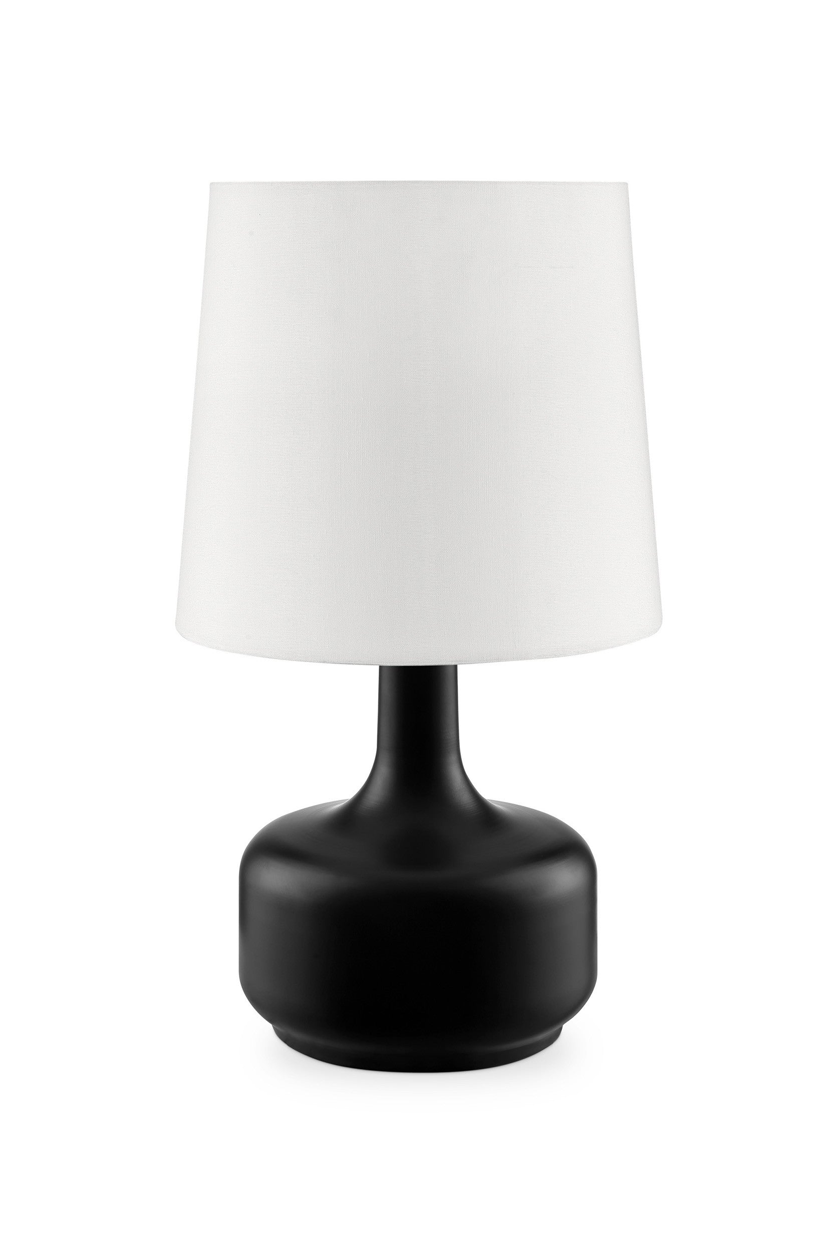 17" Black Metal Bedside Table Lamp With White Shade-Table Lamps-DECOROLALA