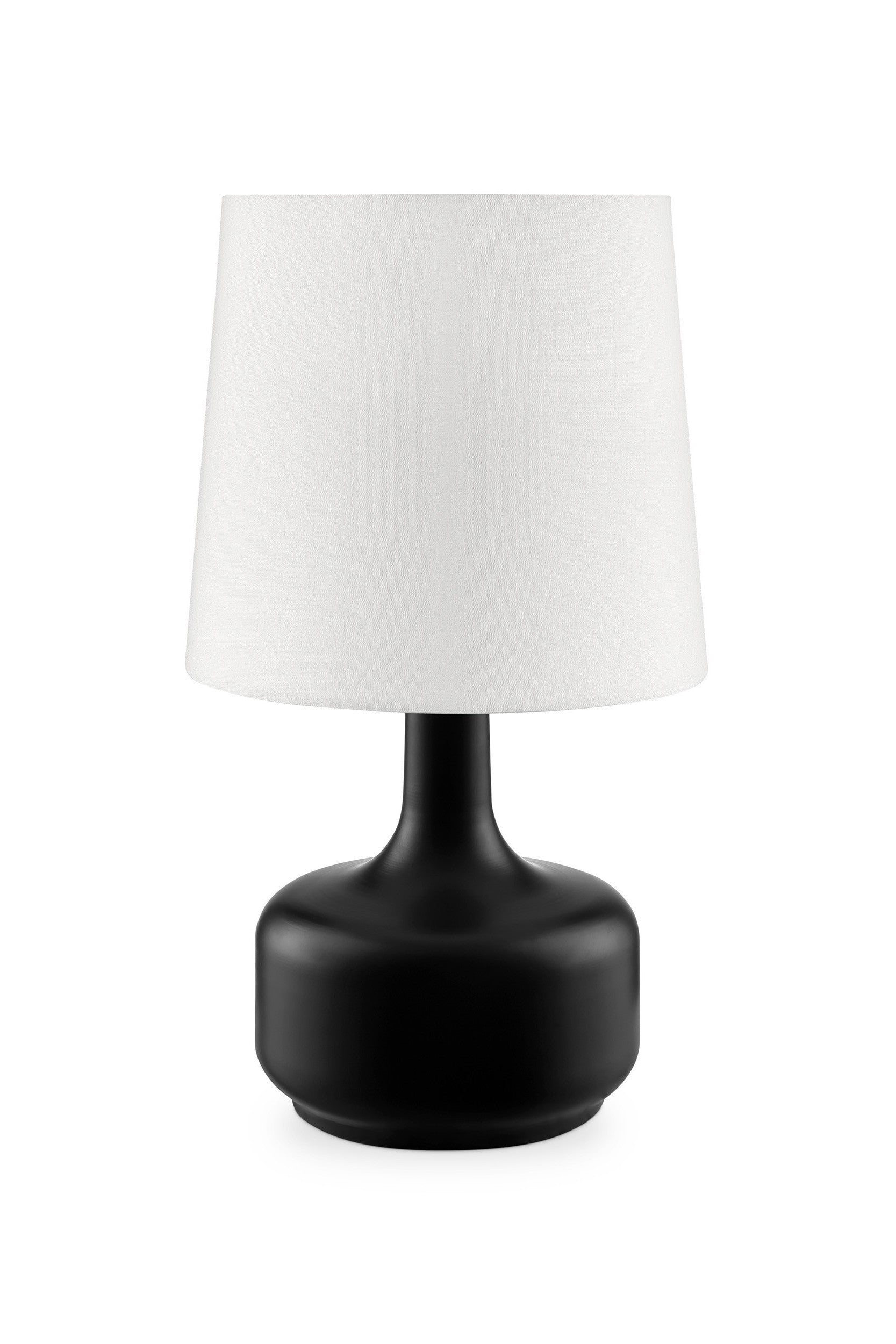 17" Black Metal Bedside Table Lamp With White Shade-Table Lamps-DECOROLALA