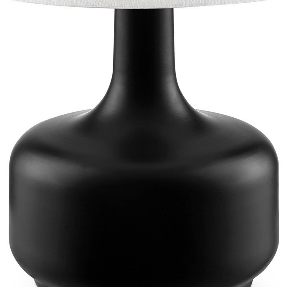 17" Black Metal Bedside Table Lamp With White Shade-Table Lamps-DECOROLALA