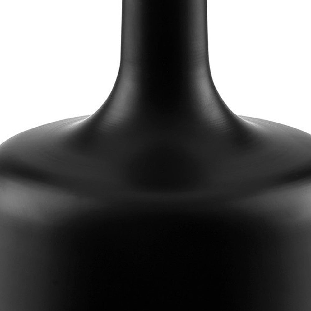 17" Black Metal Bedside Table Lamp With White Shade-Table Lamps-DECOROLALA