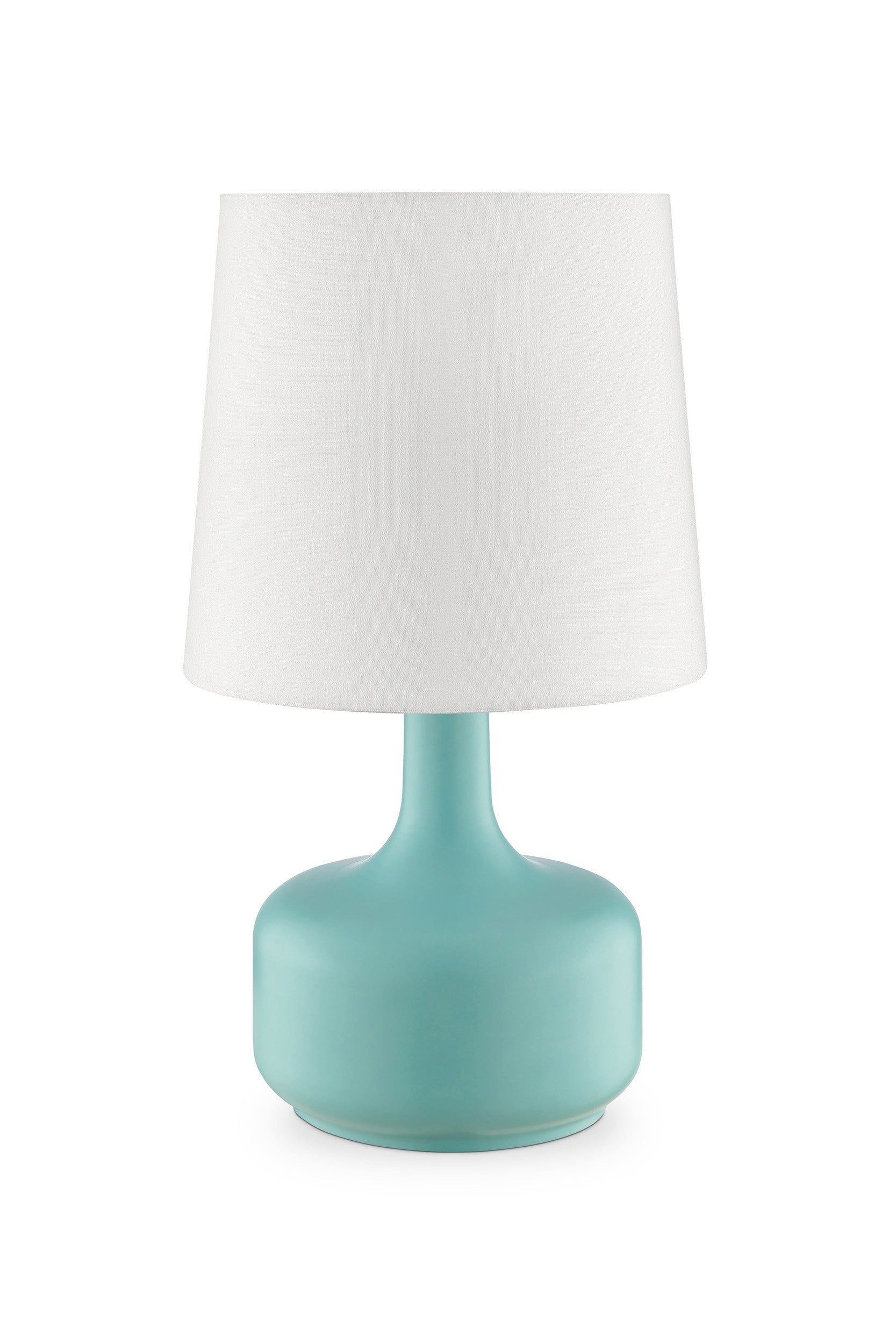 17" Blue Metal Bedside Table Lamp With White Shade-Table Lamps-DECOROLALA