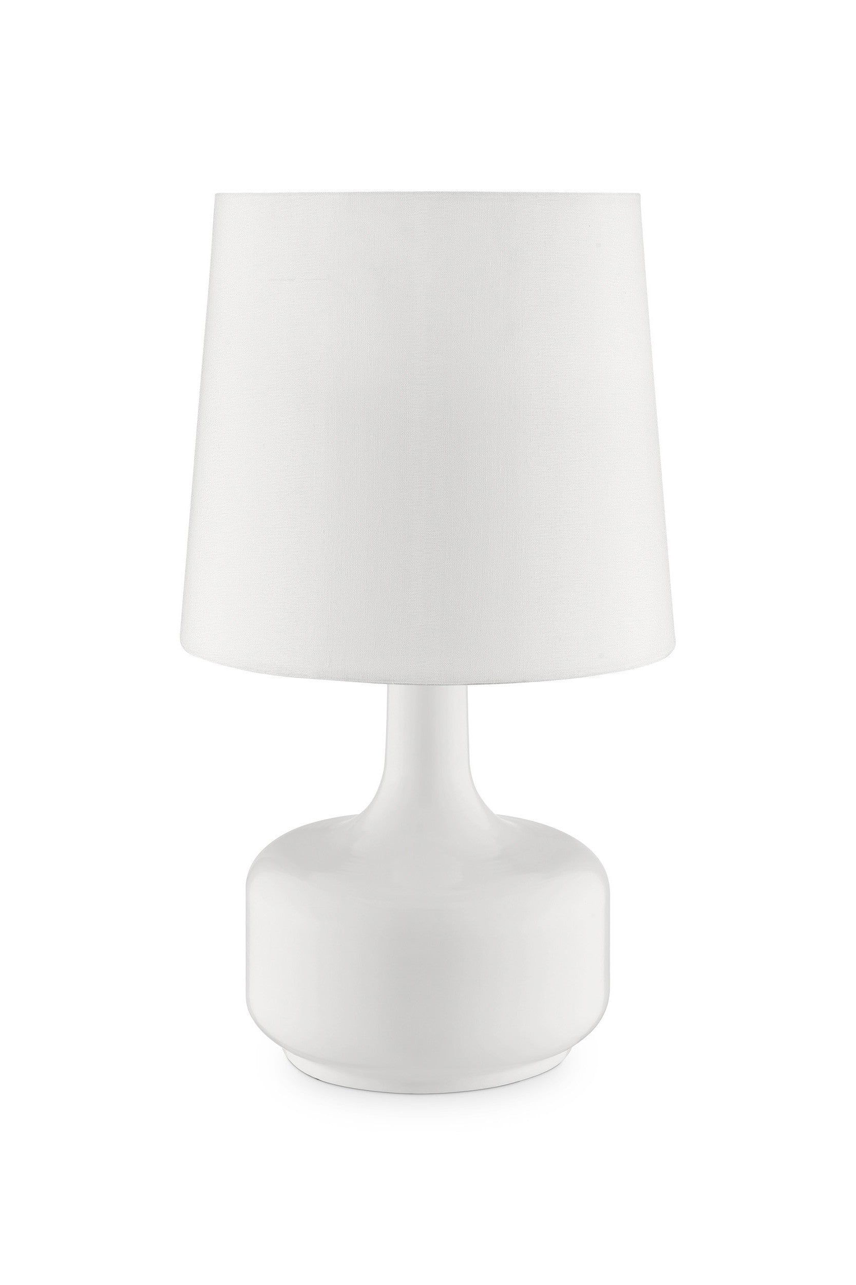 17" White Metal Bedside Table Lamp With Off-White Shade-Table Lamps-DECOROLALA