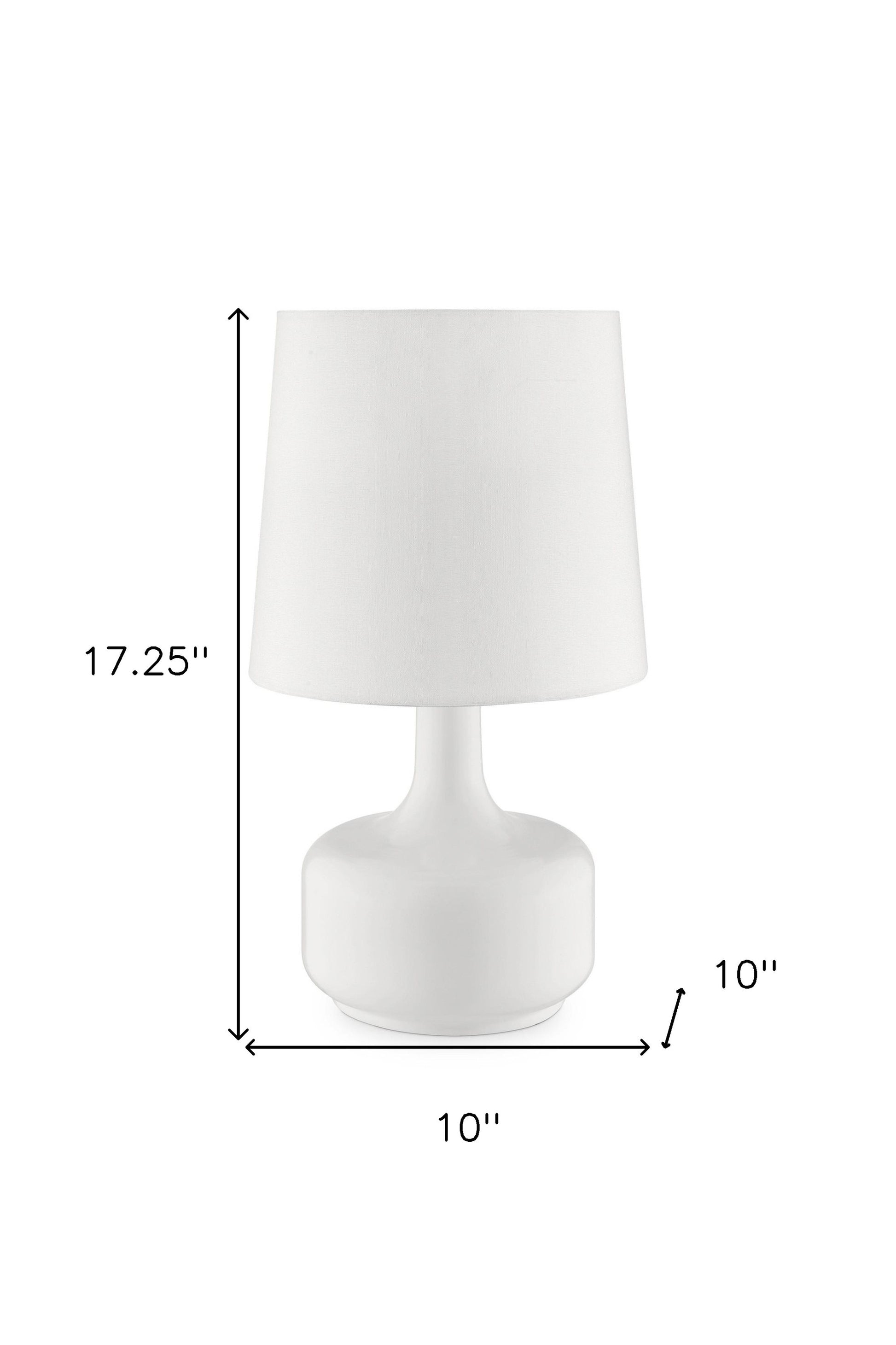 17" White Metal Bedside Table Lamp With Off-White Shade-Table Lamps-DECOROLALA