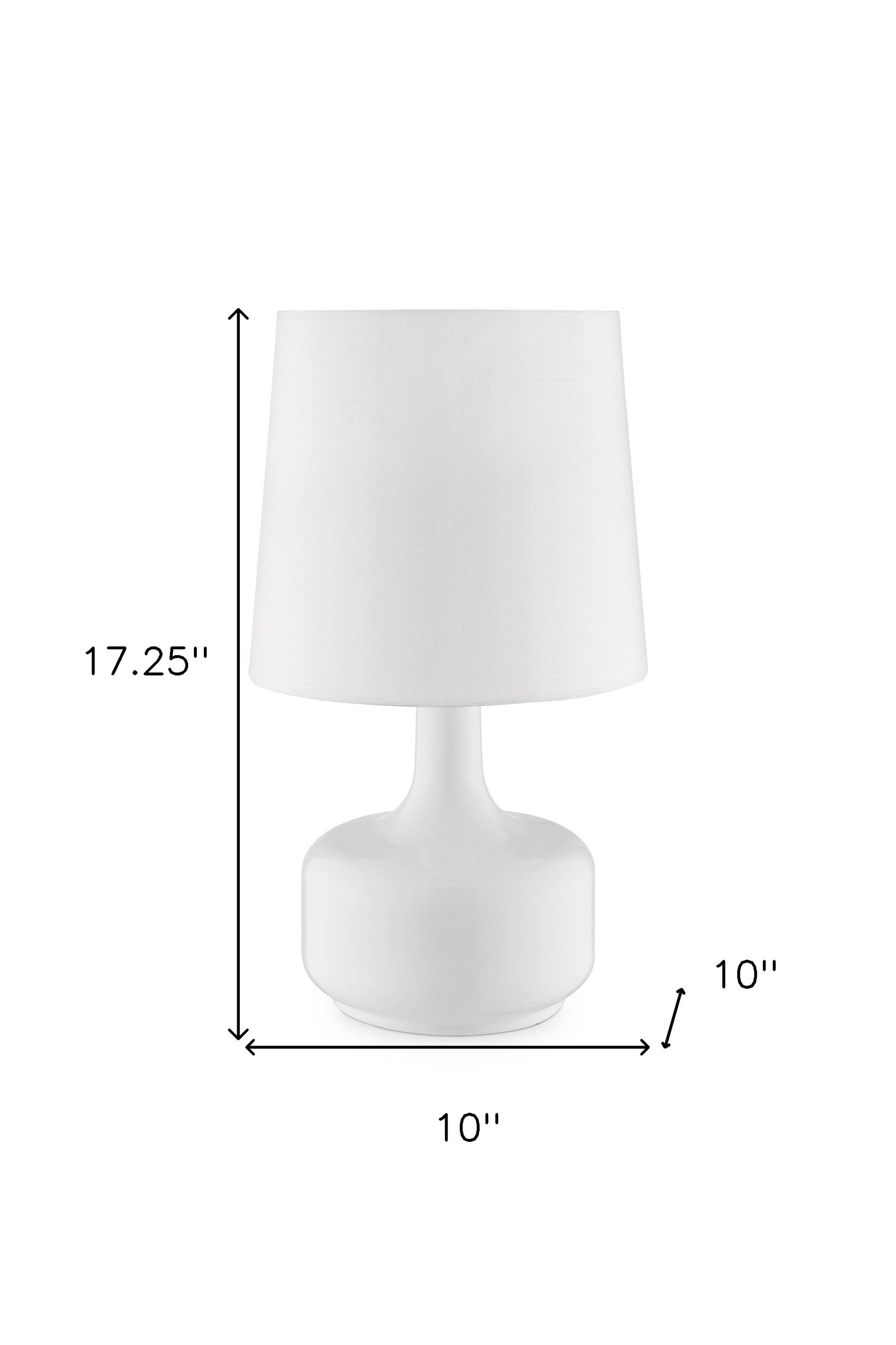 17" White Metal Bedside Table Lamp With Off-White Shade-Table Lamps-DECOROLALA