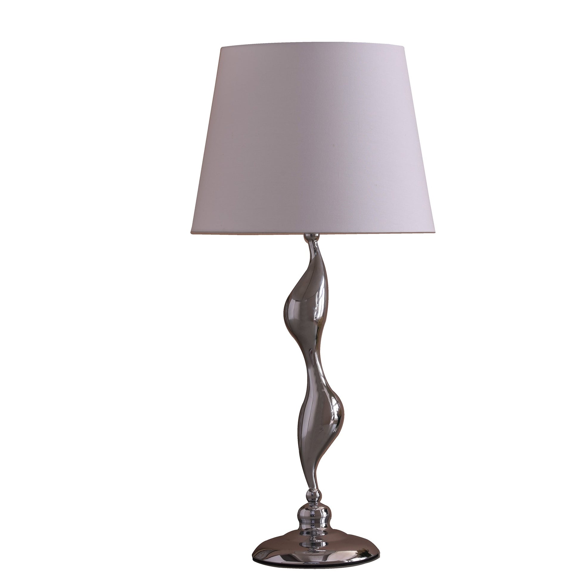 24" Silver Bedside Table Lamp With White Empire Shade-Table Lamps-DECOROLALA