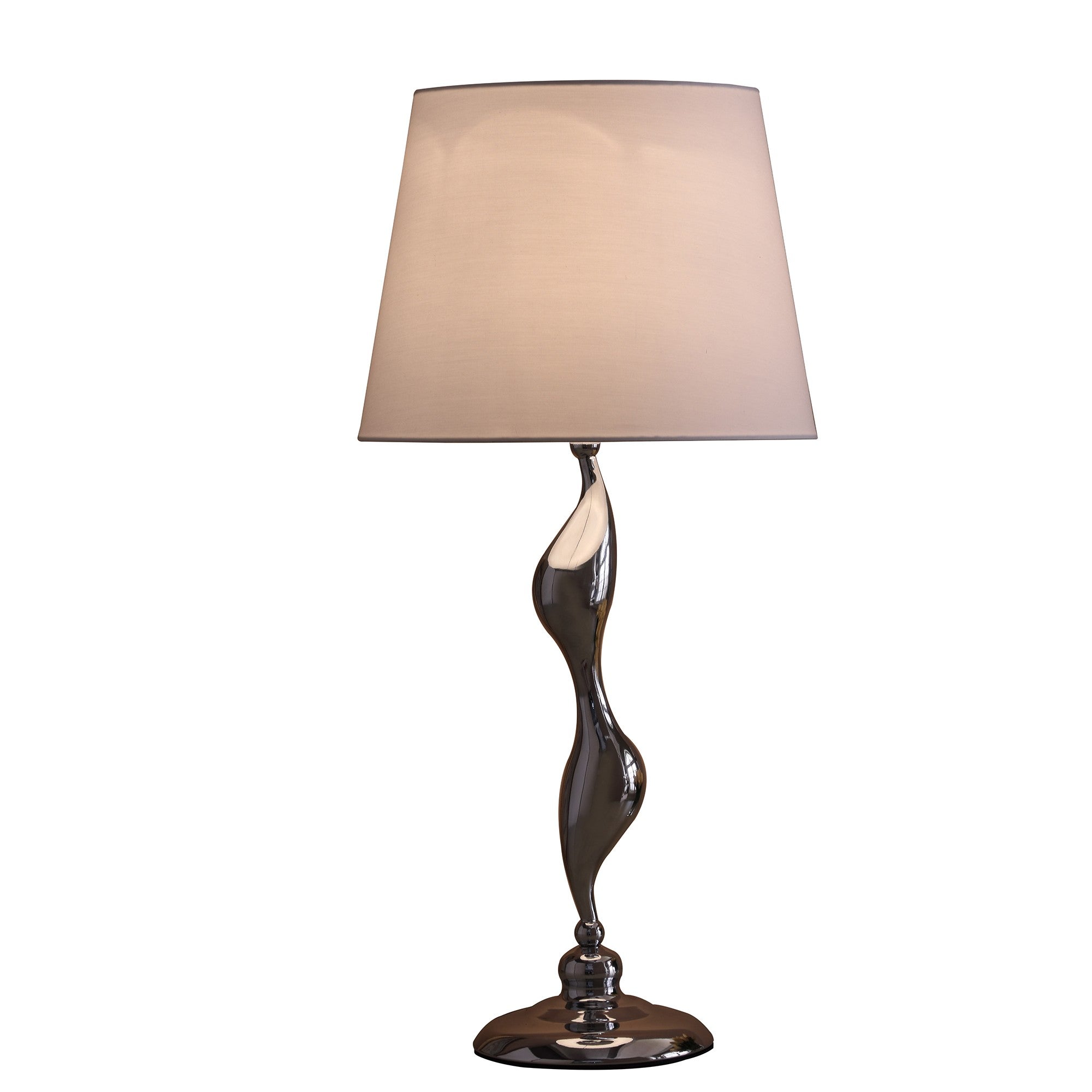 24" Silver Bedside Table Lamp With White Empire Shade-Table Lamps-DECOROLALA