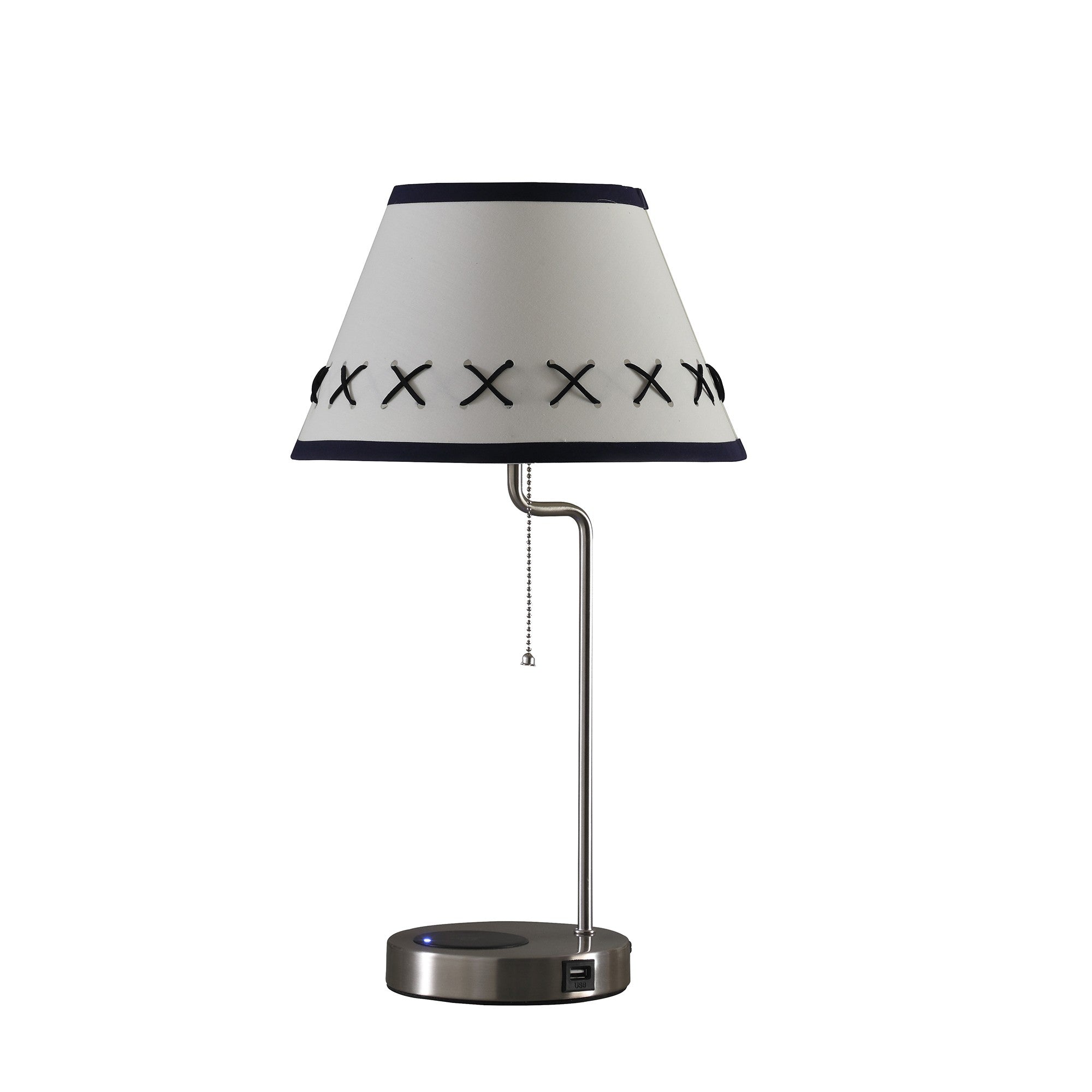 20" Silver Bedside Table Lamp With Off White Empire Shade-Table Lamps-DECOROLALA