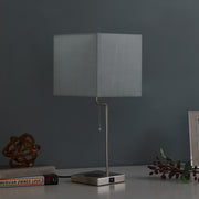 22" Gray Bedside Table Lamp With Gray Square Shade-Table Lamps-DECOROLALA
