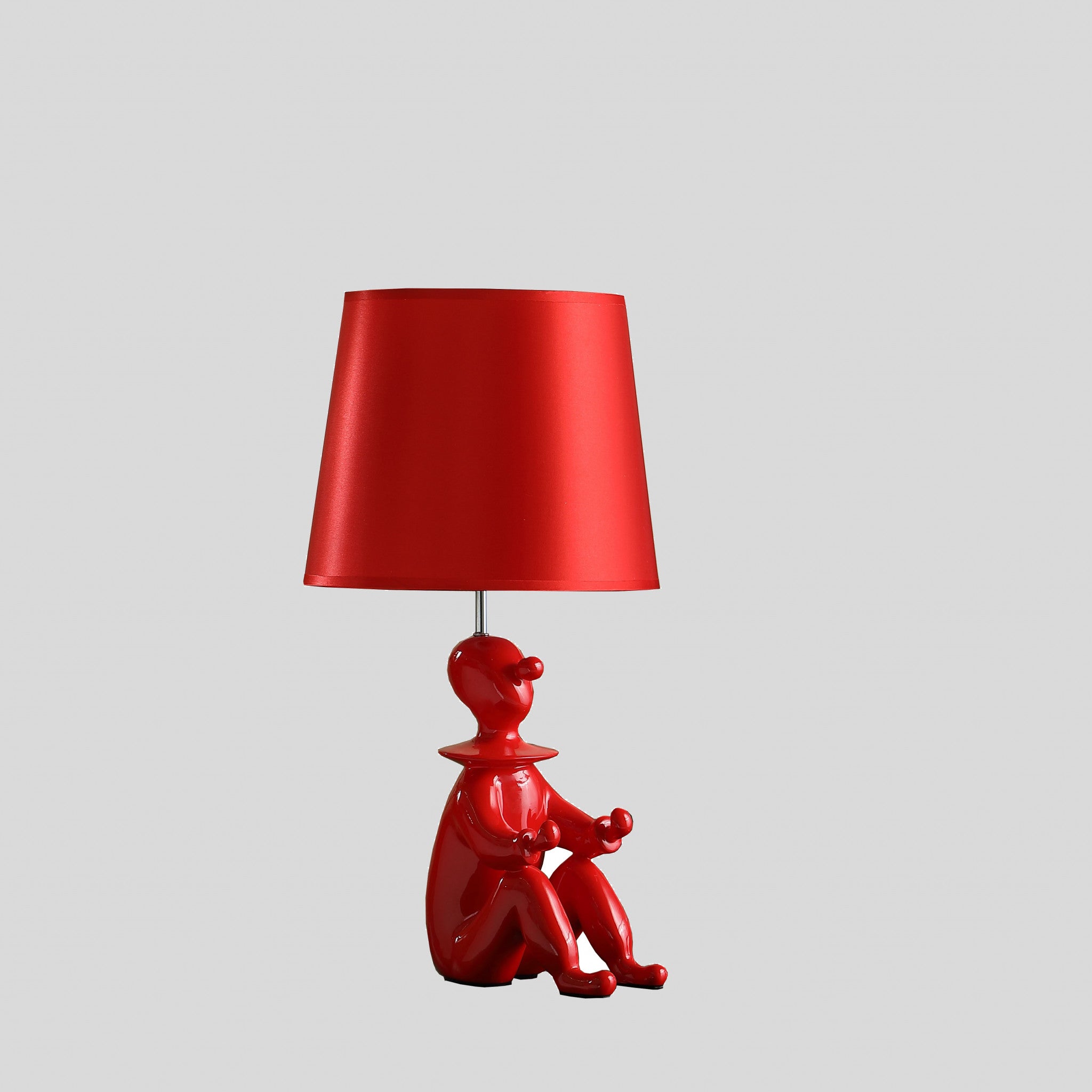 21" Red Bedside Table Lamp With Red Empire Shade-Table Lamps-DECOROLALA