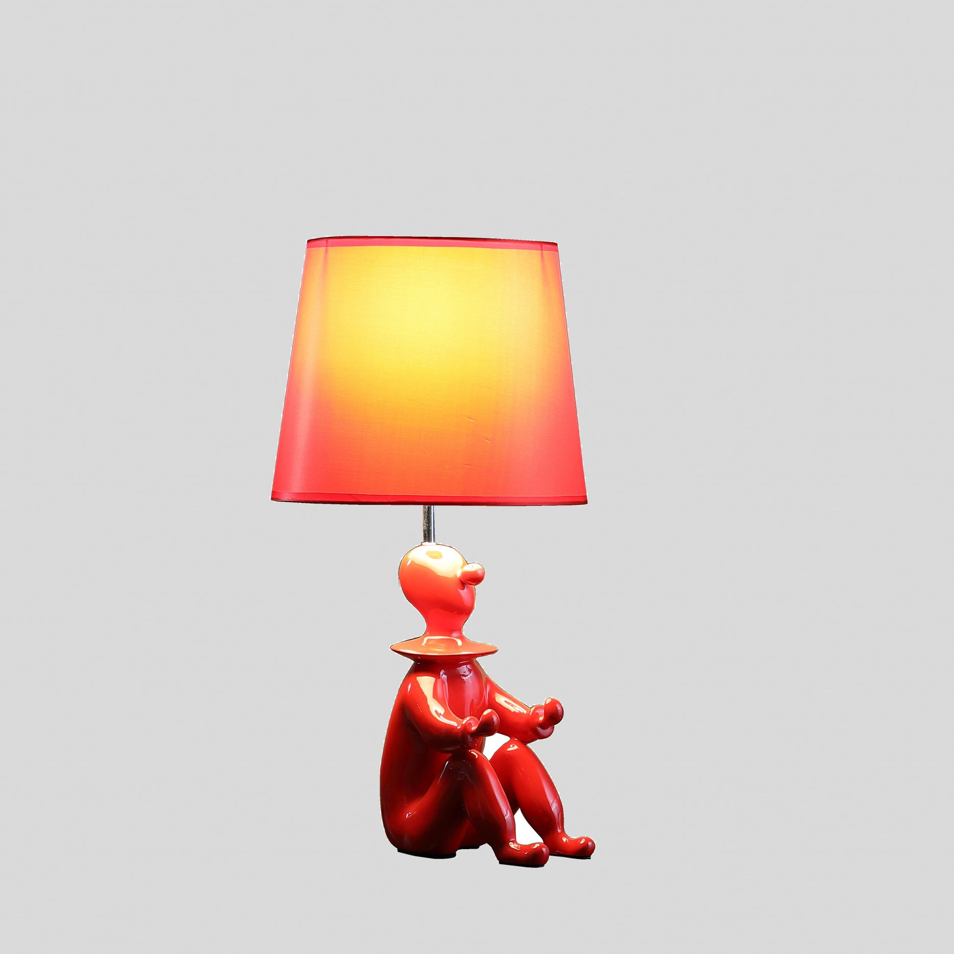 21" Red Bedside Table Lamp With Red Empire Shade-Table Lamps-DECOROLALA
