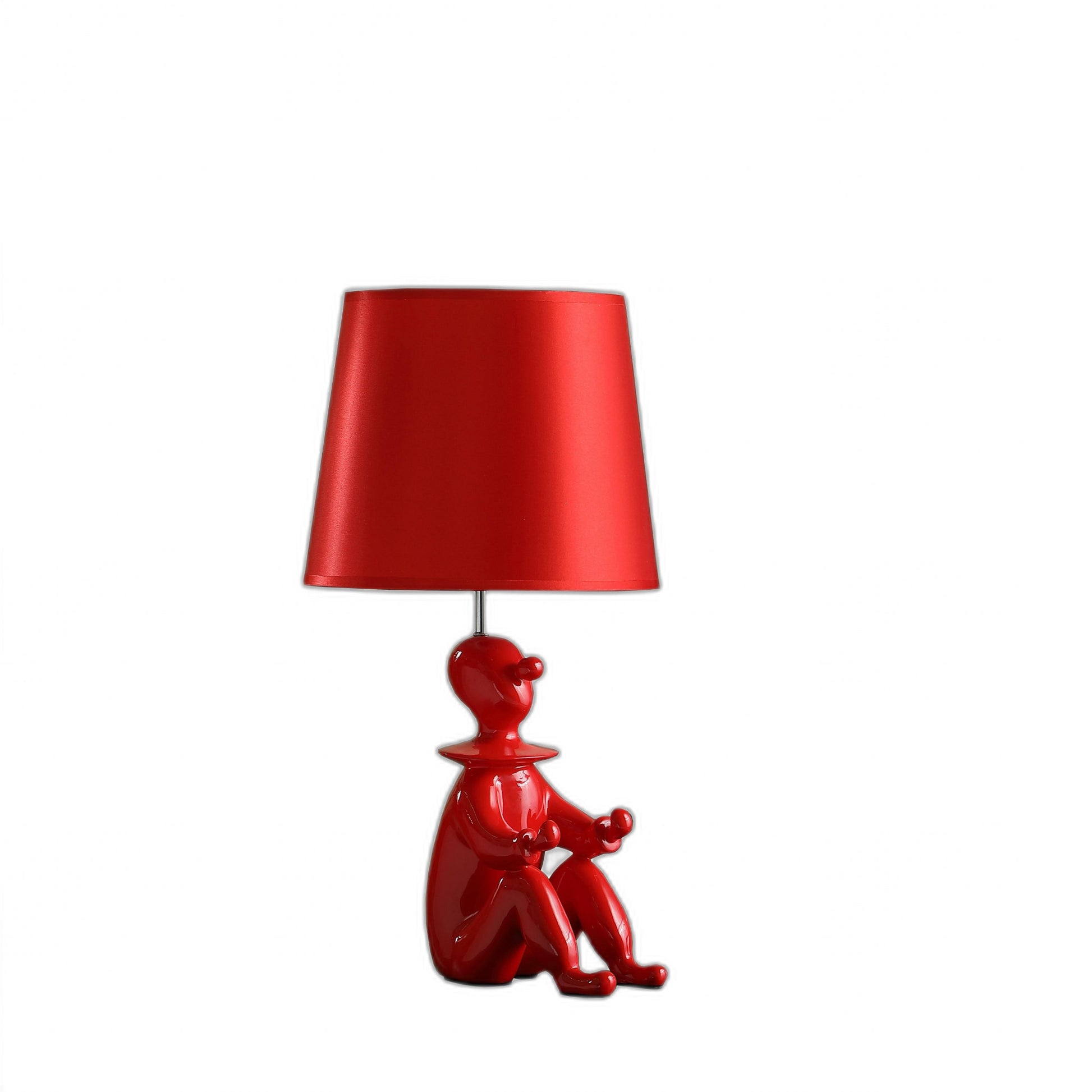 21" Red Bedside Table Lamp With Red Empire Shade-Table Lamps-DECOROLALA