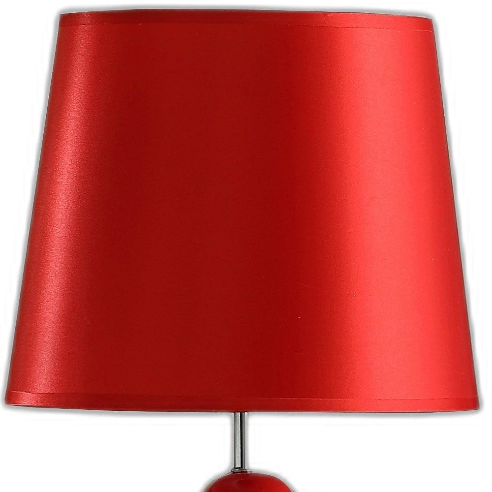 21" Red Bedside Table Lamp With Red Empire Shade-Table Lamps-DECOROLALA
