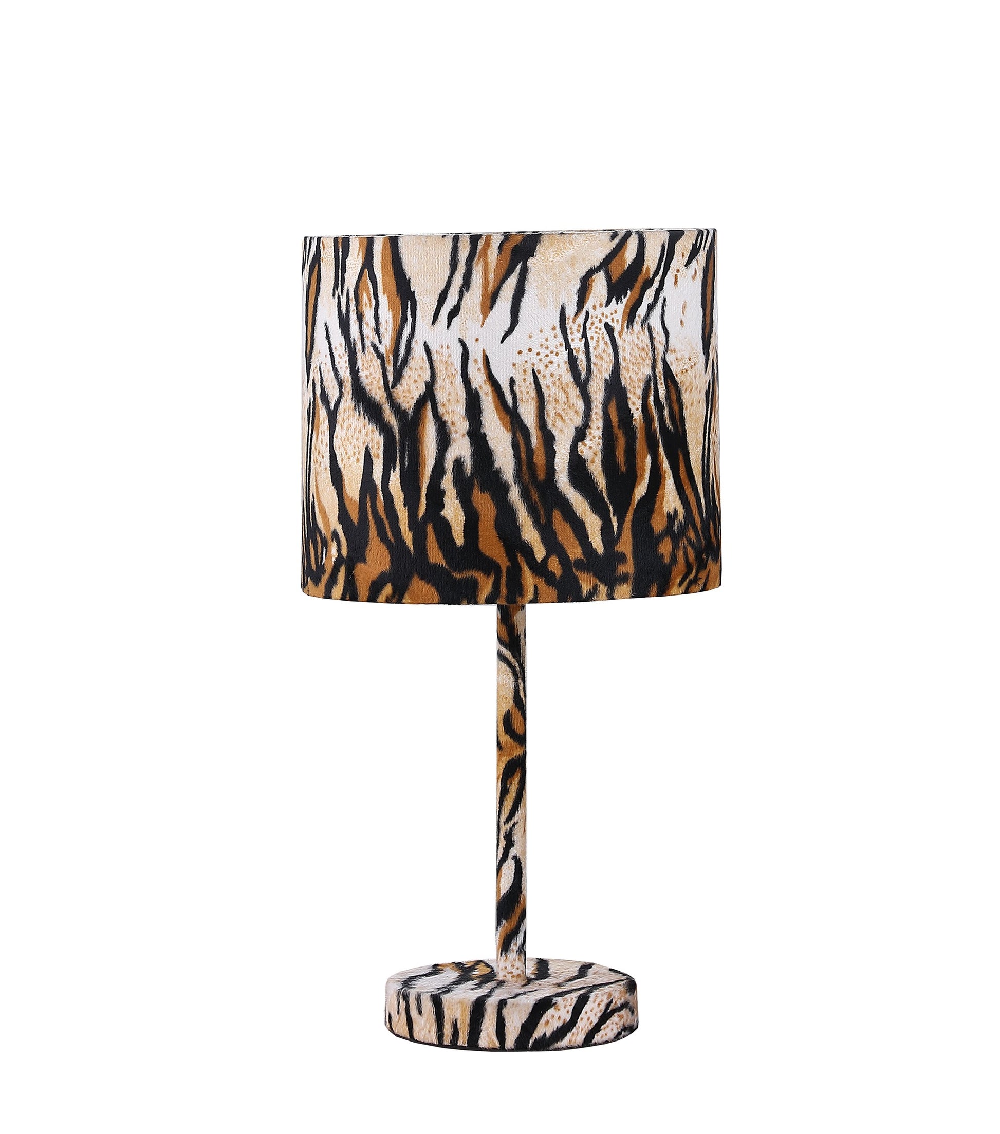 19" Brown And Black Bedside Table Lamp With Brown And Black Drum Shade-Table Lamps-DECOROLALA