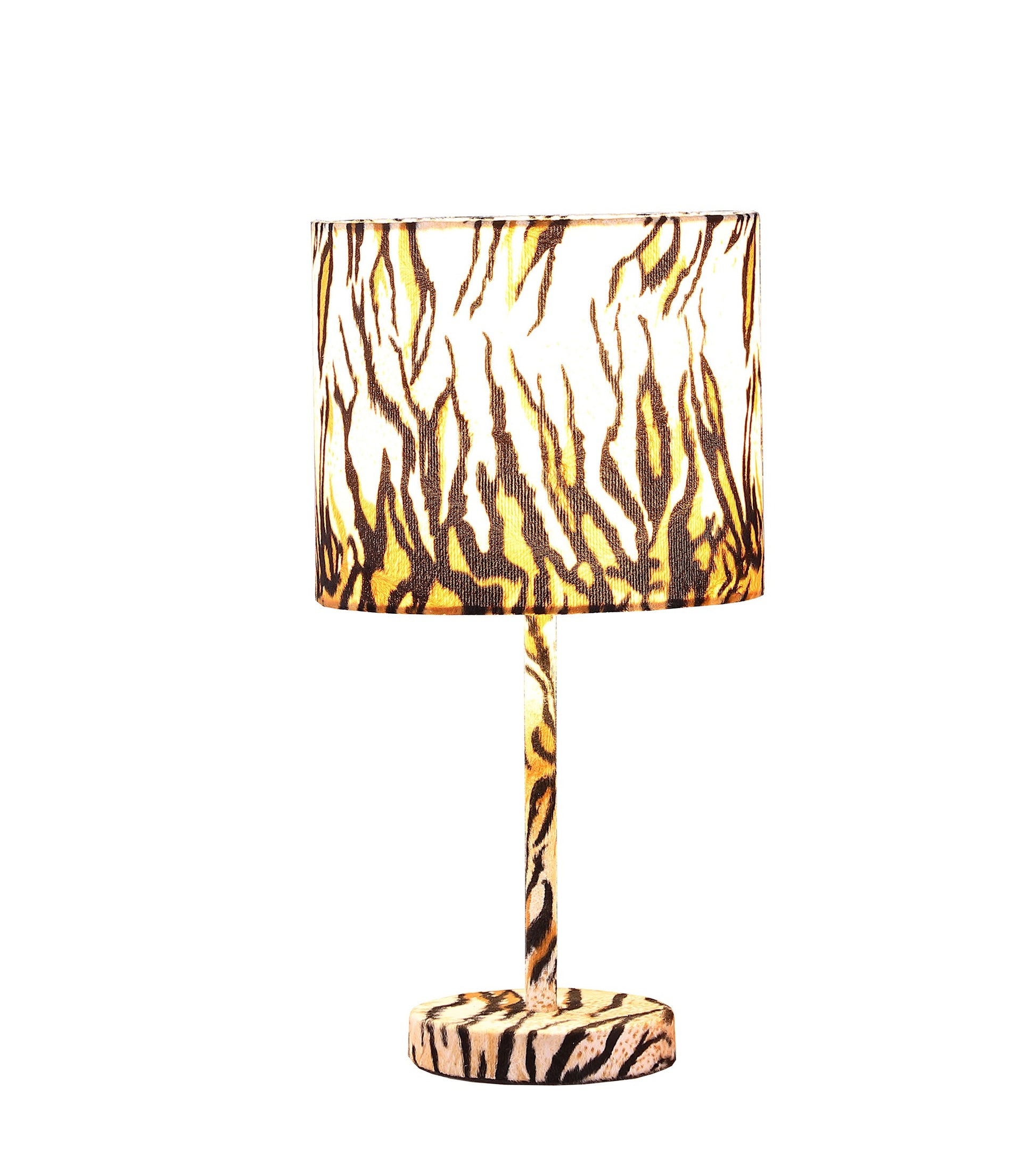 19" Brown And Black Bedside Table Lamp With Brown And Black Drum Shade-Table Lamps-DECOROLALA