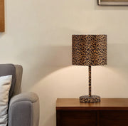 19" Orange And Black Metal Bedside Table Lamp With Orange And Black Drum Shade-Table Lamps-DECOROLALA