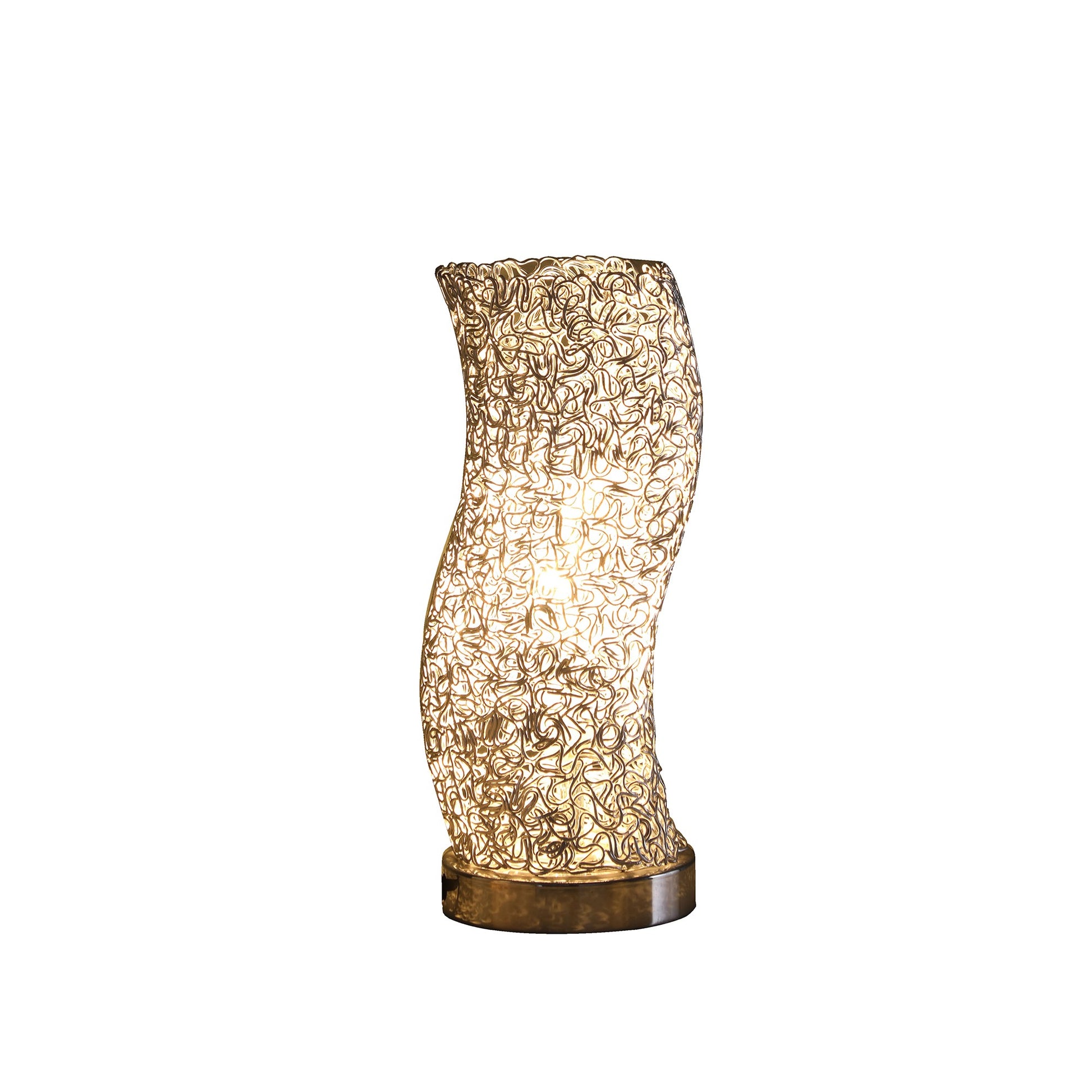 12" Silver Bedside Table Lamp With Silver Swirl Novelty Shade-Table Lamps-DECOROLALA