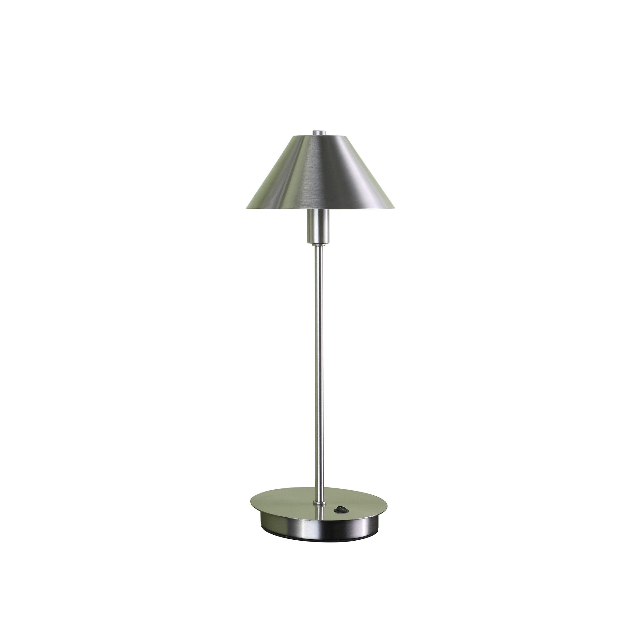 18" Silver Metal Bedside Table Lamp With Silver Cone Shade-Table Lamps-DECOROLALA