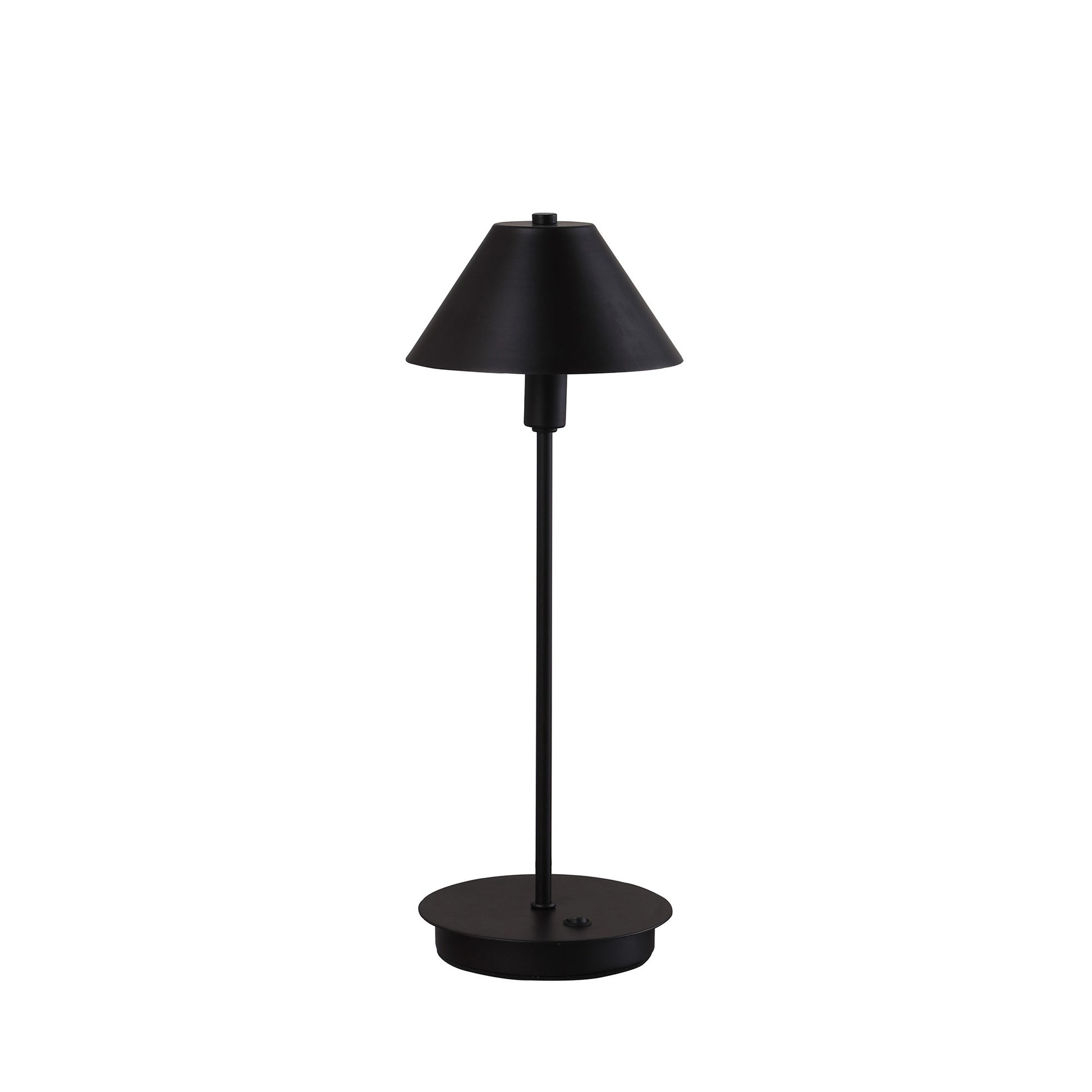 18" Black Metal Bedside Table Lamp With Black Cone Shade-Table Lamps-DECOROLALA