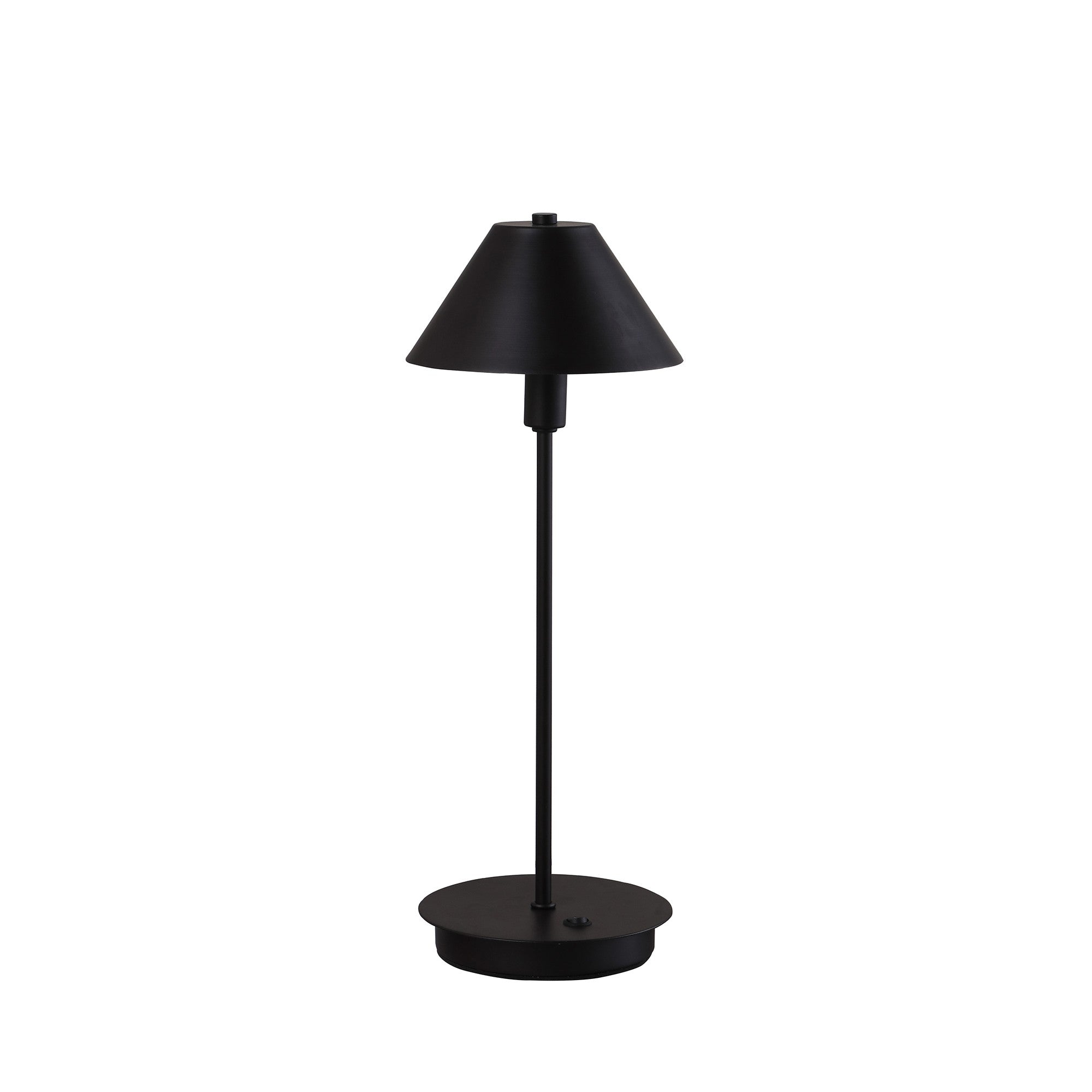 18" Black Metal Bedside Table Lamp With Black Cone Shade-Table Lamps-DECOROLALA