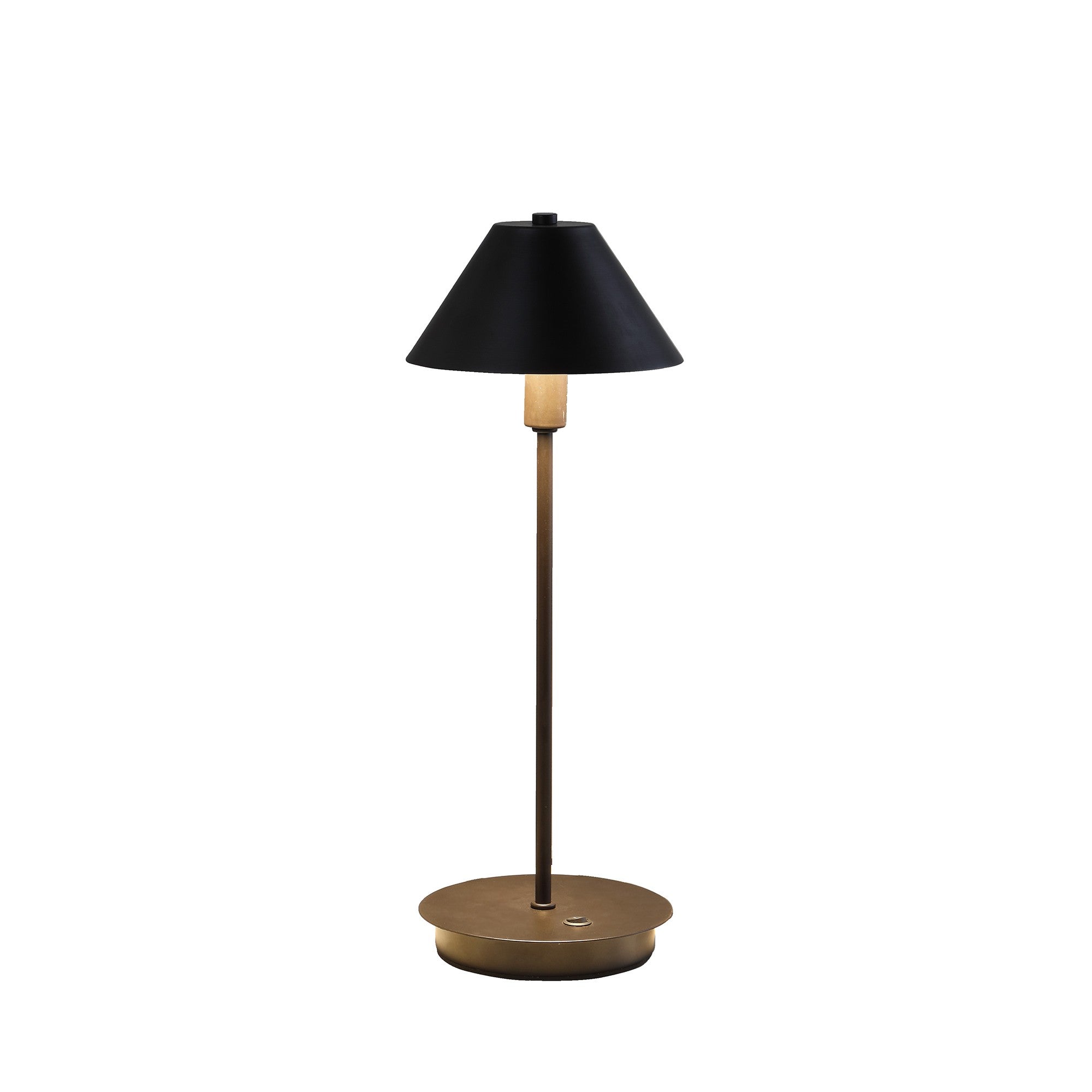 18" Black Metal Bedside Table Lamp With Black Cone Shade-Table Lamps-DECOROLALA