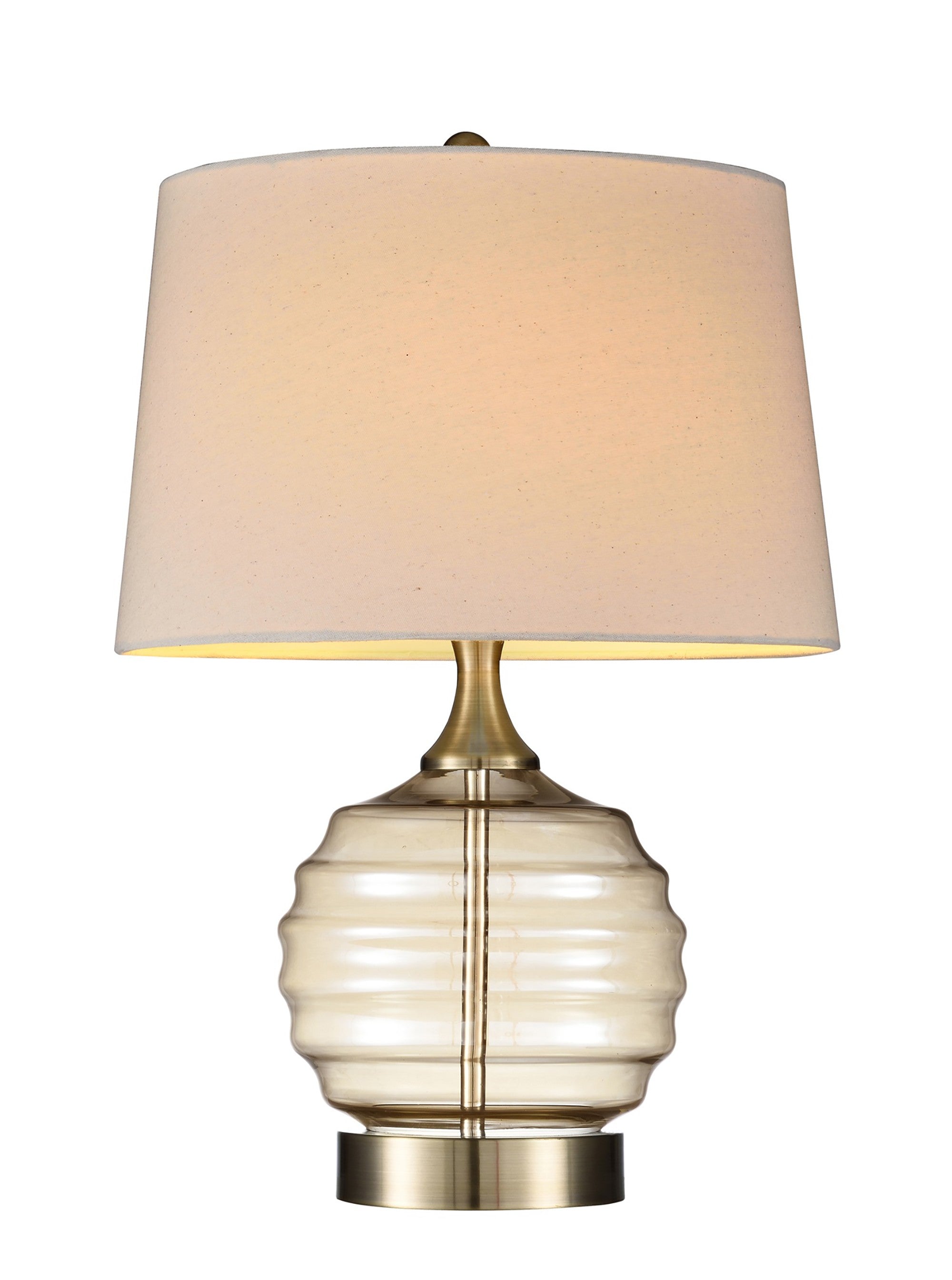 23" Off-White Metal Bedside Table Lamp With Off-White Shade-Table Lamps-DECOROLALA