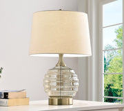 23" Off-White Metal Bedside Table Lamp With Off-White Shade-Table Lamps-DECOROLALA