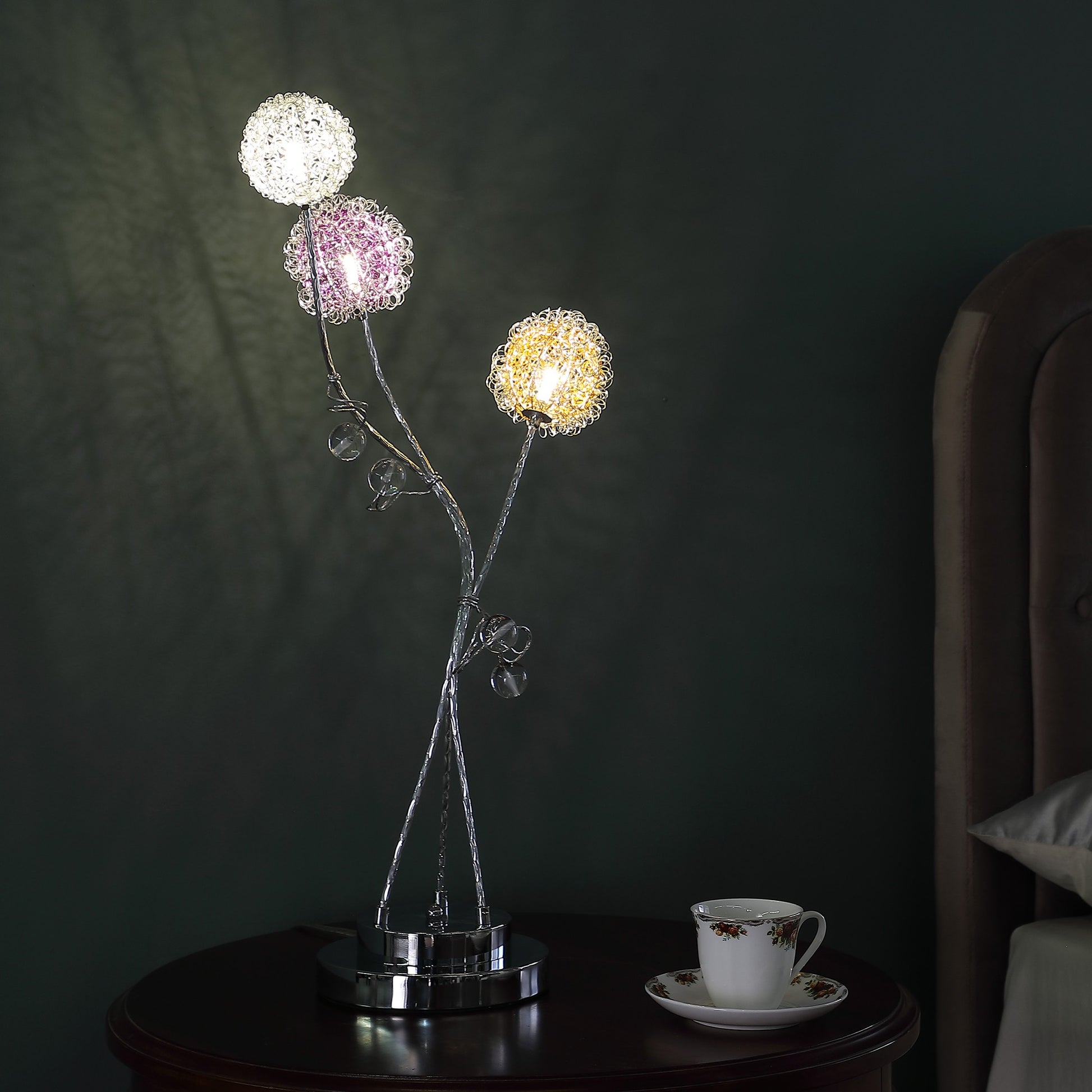 28" Clear Three Light Bedside Led Table Lamp-Table Lamps-DECOROLALA