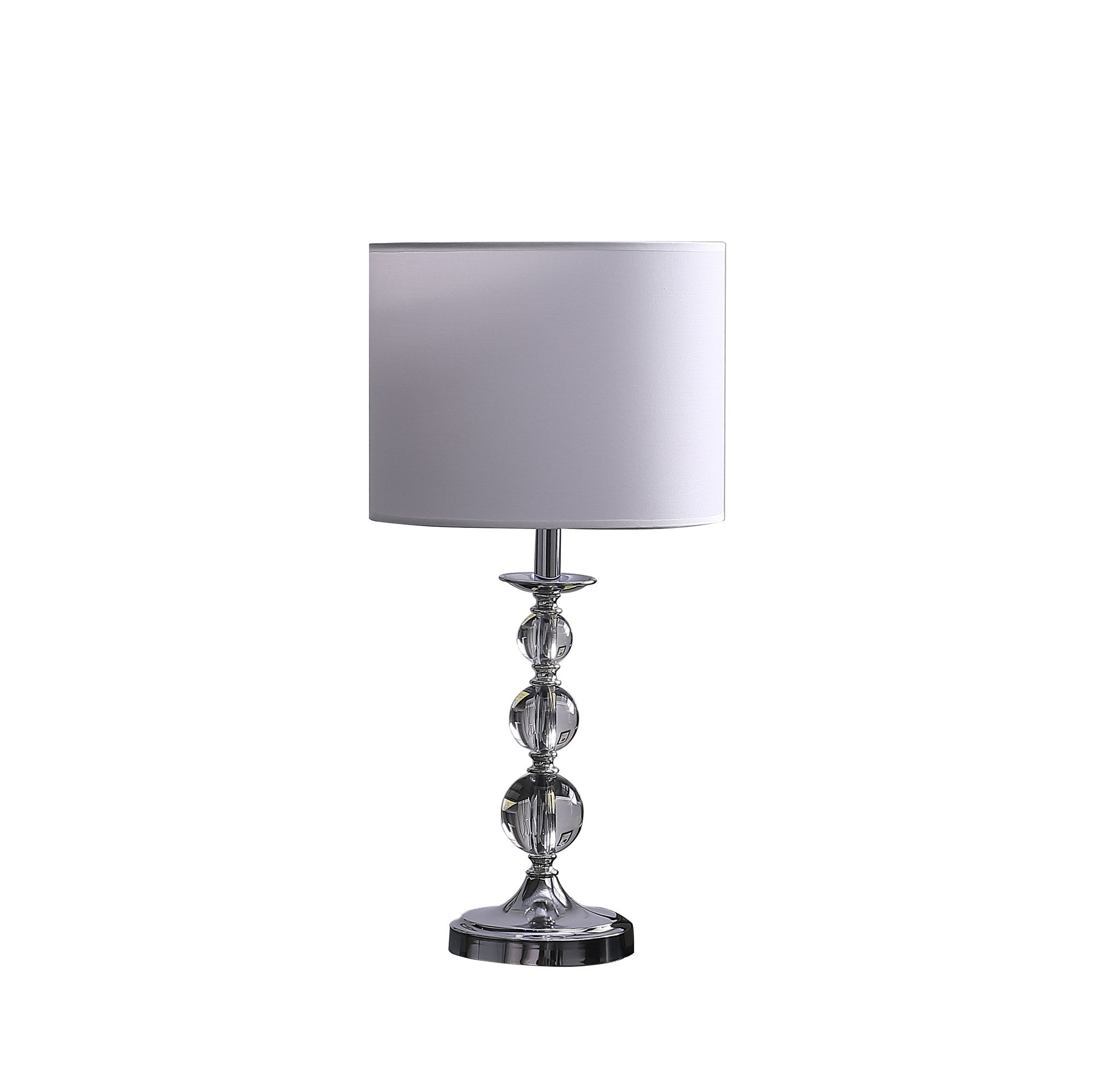 20" Silver Bedside Table Lamp With White Drum Shade-Table Lamps-DECOROLALA