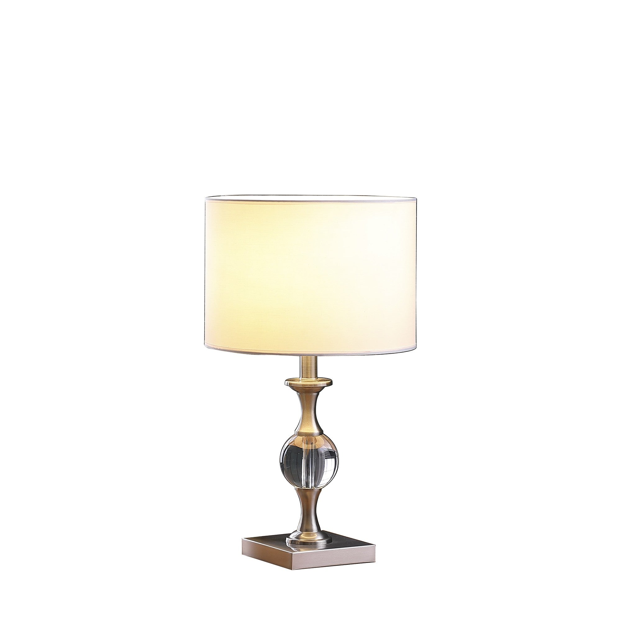 20" Silver Bedside Table Lamp With White Drum Shade-Table Lamps-DECOROLALA