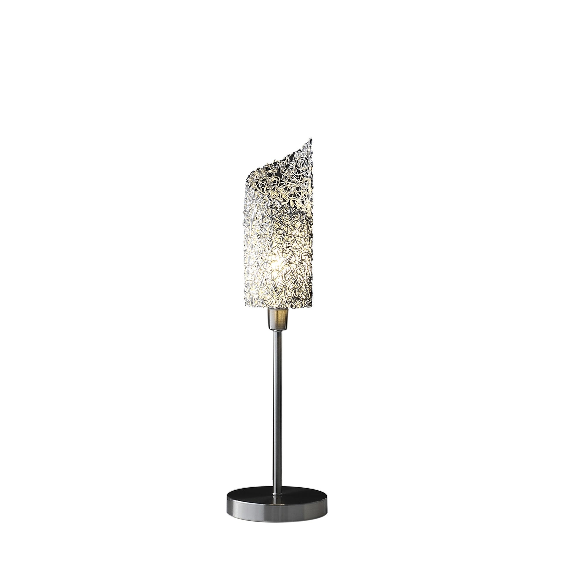 22" Silver Bedside Table Lamp With White Swirl Novelty Shade-Table Lamps-DECOROLALA