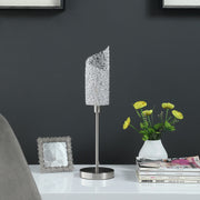 22" Silver Bedside Table Lamp With White Swirl Novelty Shade-Table Lamps-DECOROLALA