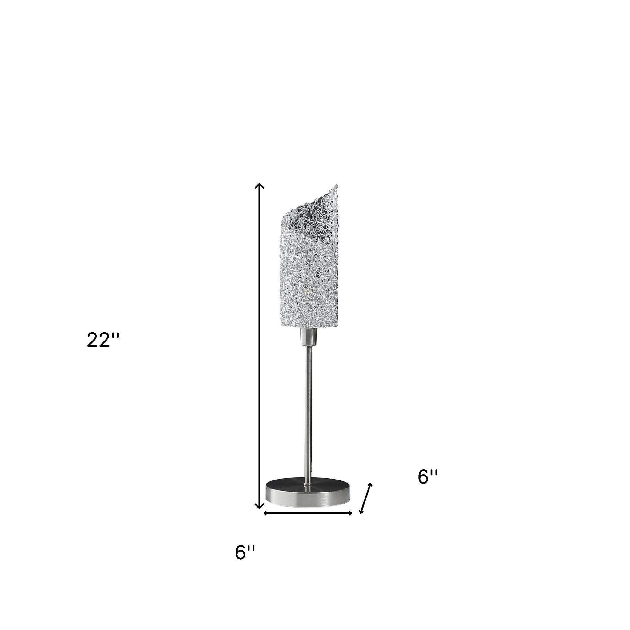 22" Silver Bedside Table Lamp With White Swirl Novelty Shade-Table Lamps-DECOROLALA