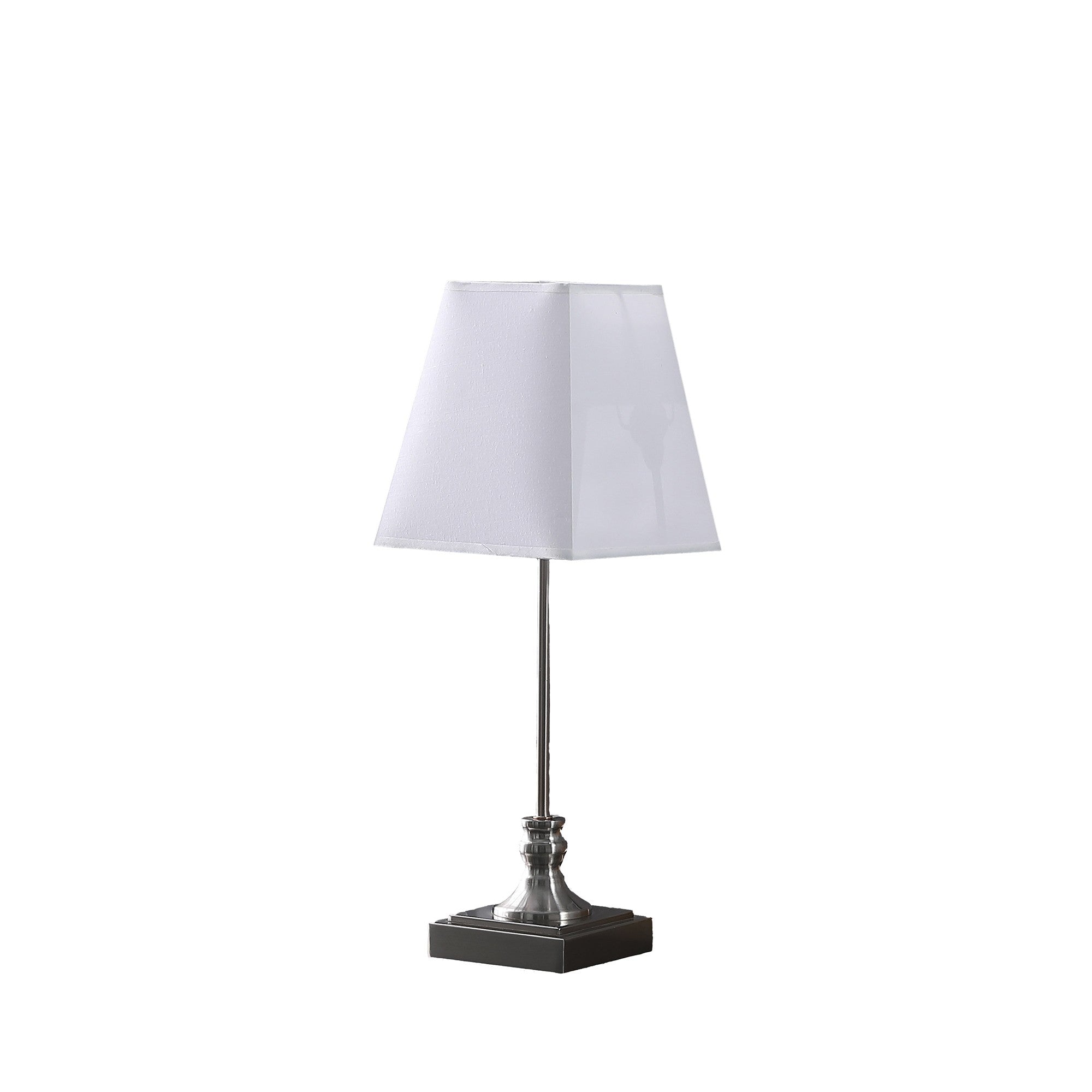19" Silver Bedside Table Lamp With White Empire Shade-Table Lamps-DECOROLALA