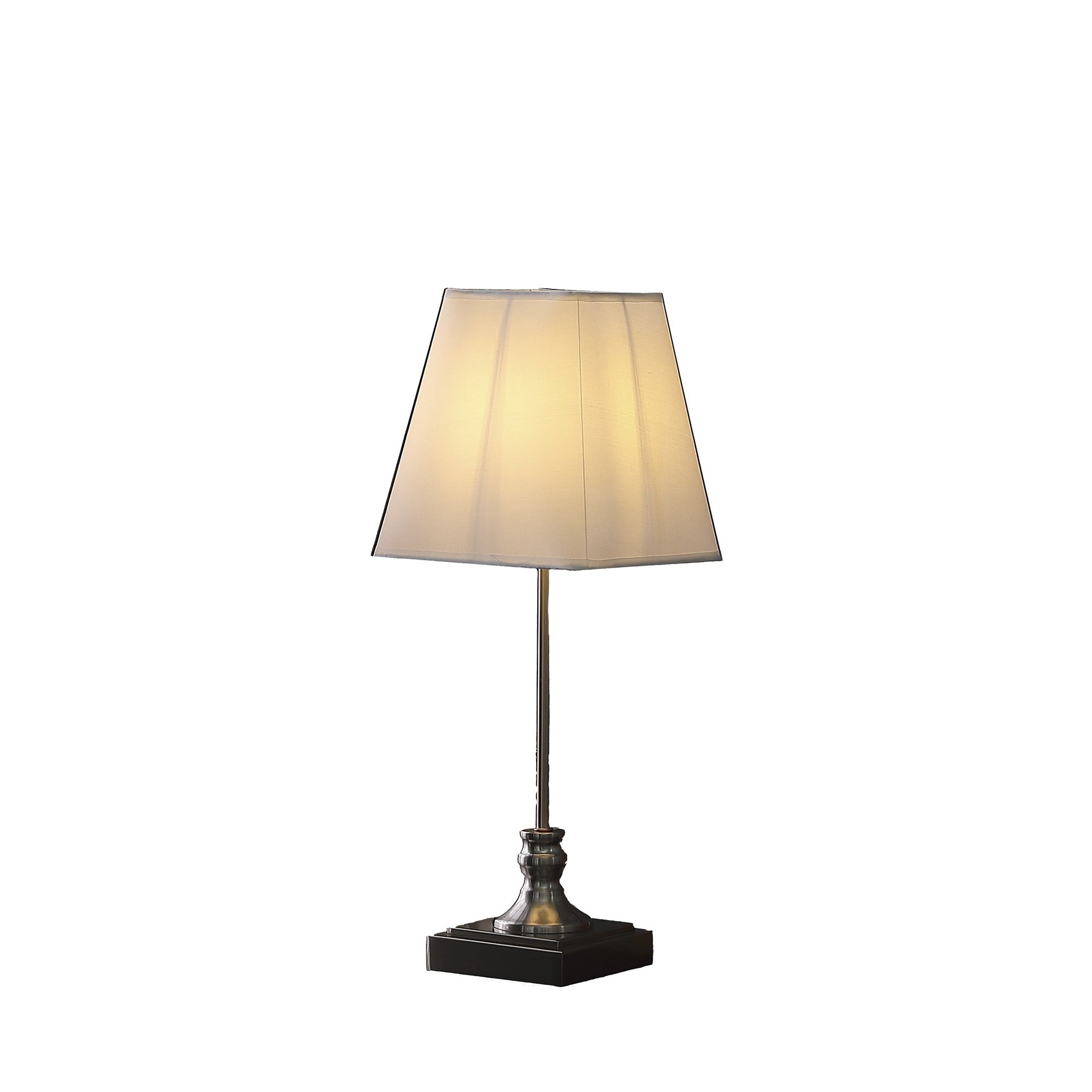 19" Silver Bedside Table Lamp With White Empire Shade-Table Lamps-DECOROLALA